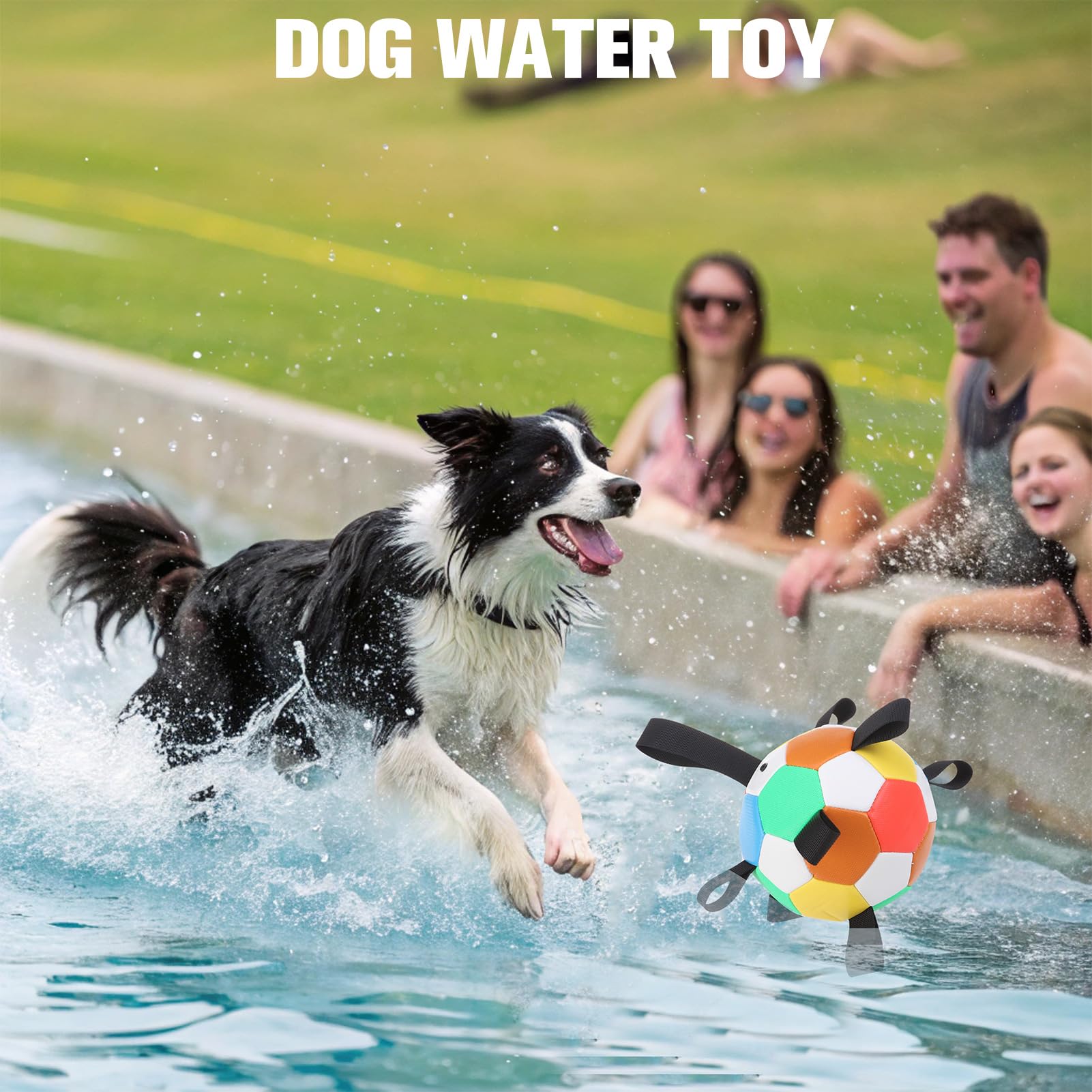 Bingpet Dog Toys Soccer Ball,Interactive Dog Toys Ball For Tug Of War,Outdoor Dog Soccer Ball With Straps,Dog Water Toy,Puppy Bi