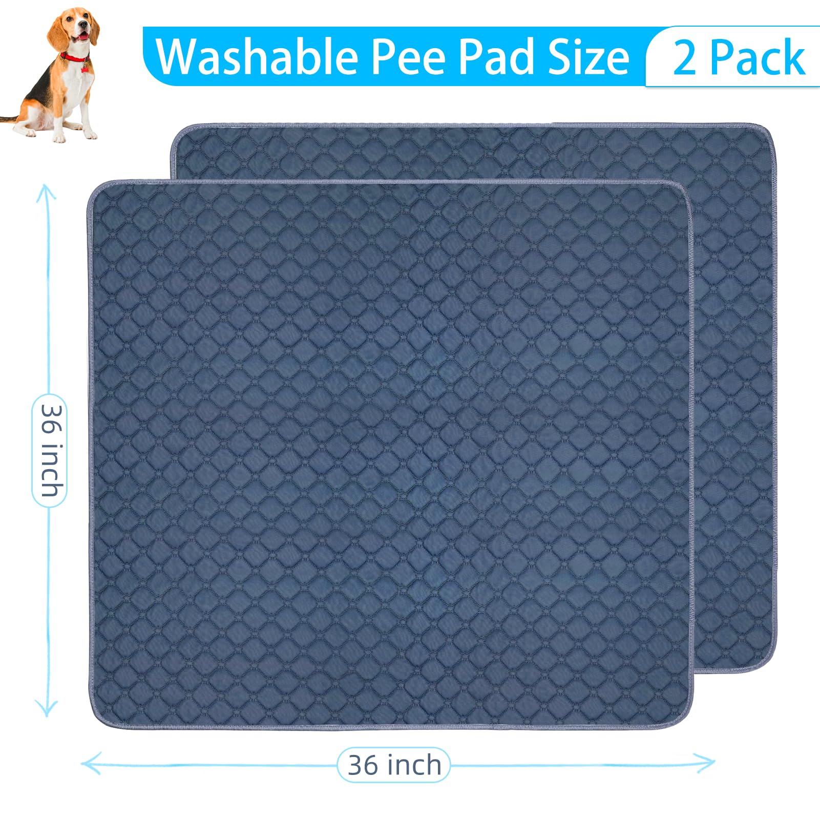 Washable Pee Pads For Dogs - 2 Pack Reusable Pee Pads Waterproof Absorbent Puppy Pads Prevent Leakage Non-Slip Pet Training Pads