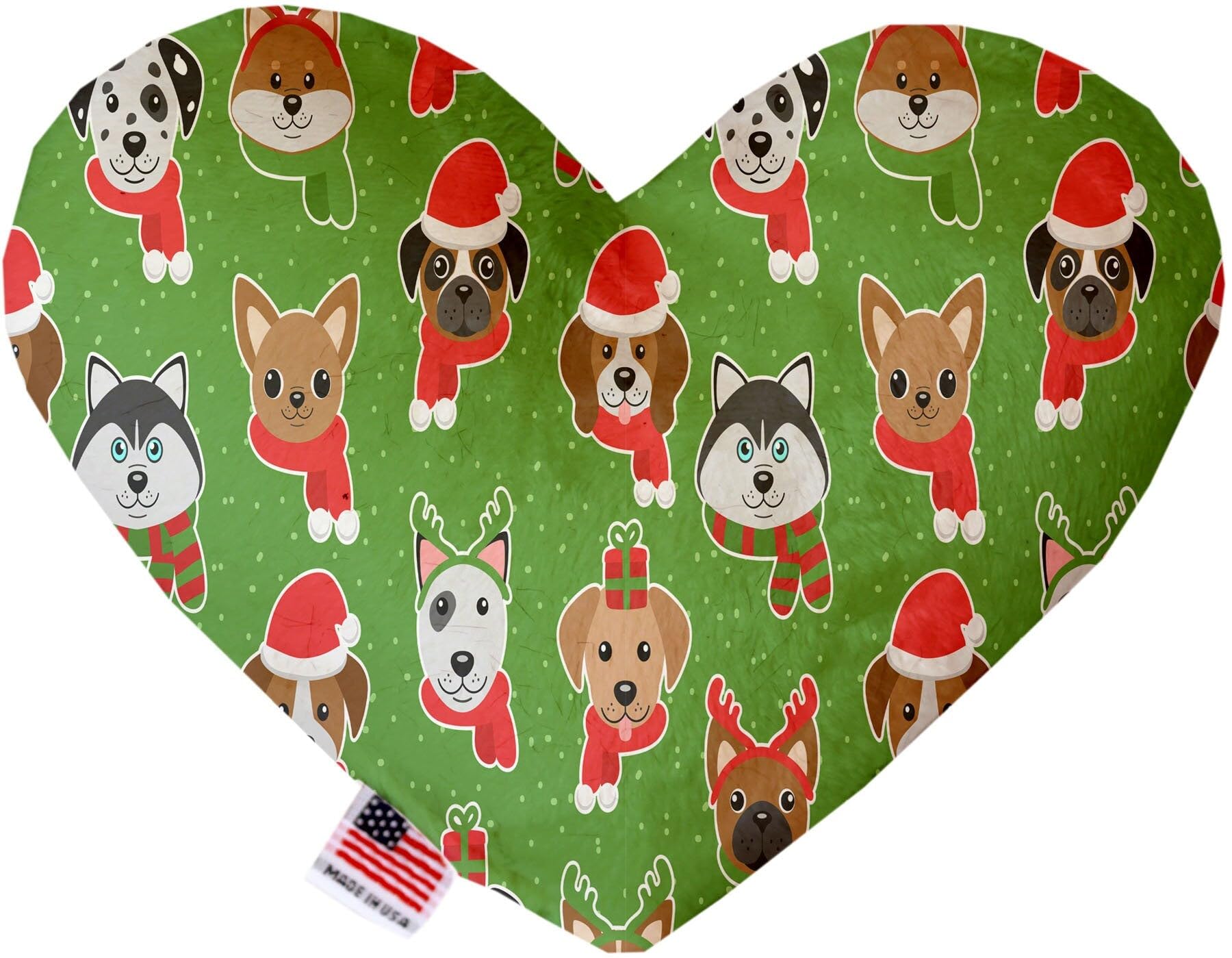 Christmas Pet and Dog Plush Heart or Bone Toy, "Holiday Friends Group" (Available in different sizes, and 7 different patterns!) Christmas T Rex 10" Plush Bone
