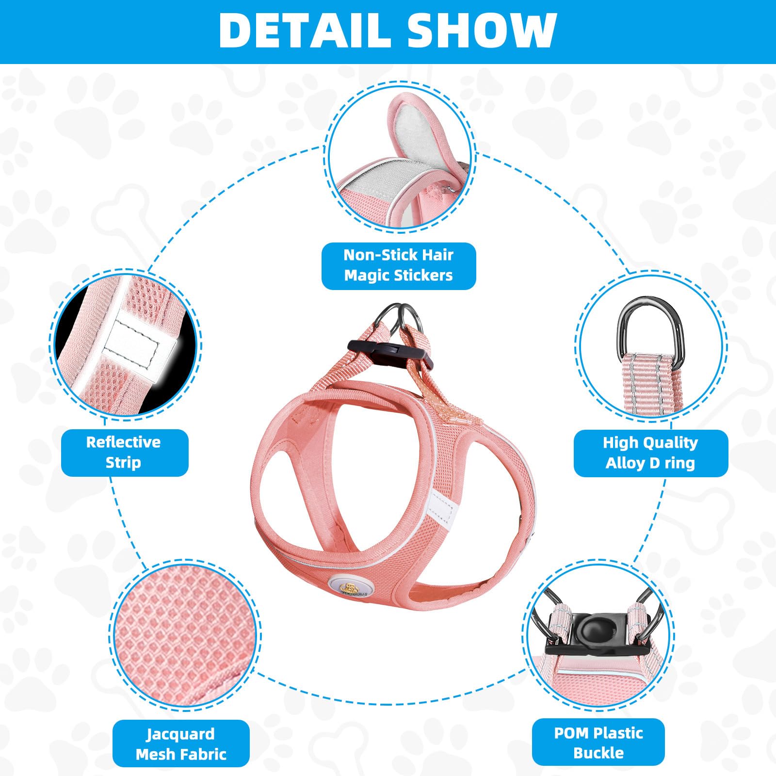 Hipubby Dog Harness And Leash Set, No Pull Soft Mesh Pet Harness For Small Medium Dogs, Cats - Step In Adjustable Reflective Pup