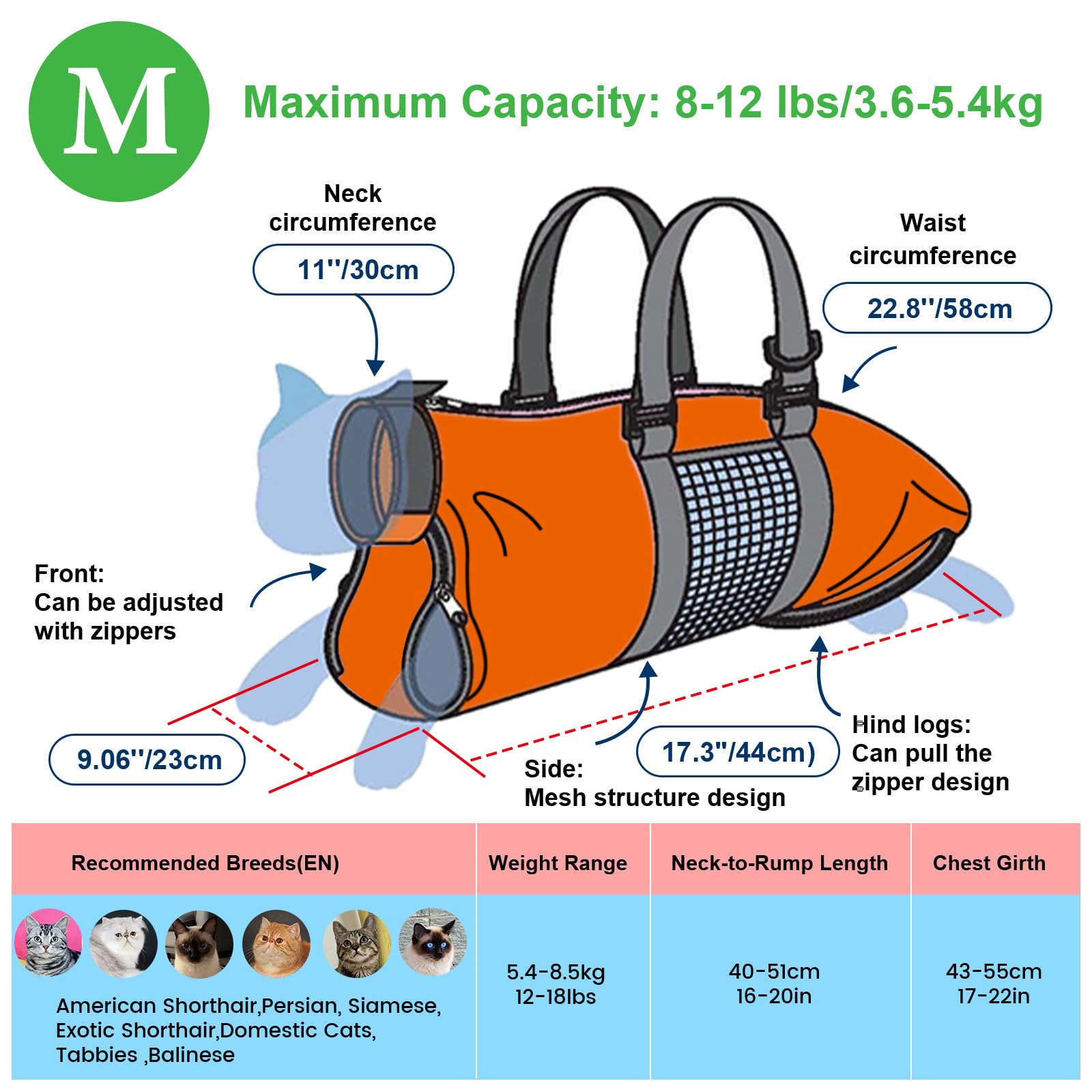 Cinf Cat Nail Clipping Cleaning Grooming Restraint Bag No Scratching Biting For Bathing Nail Trimming Injecting Examining(Orange