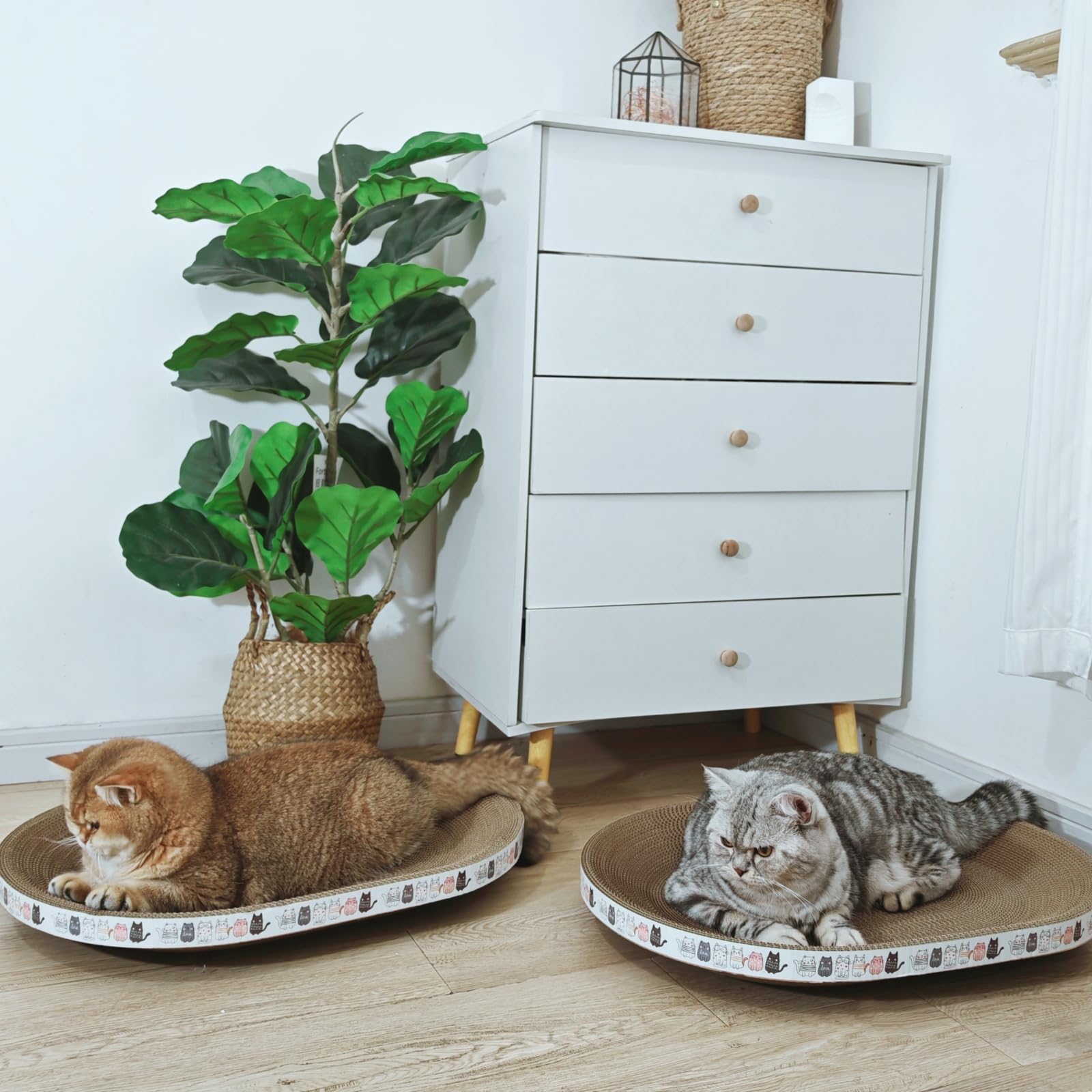 Spindro 2 Pack Extra Large Cat Scratcher Cardboard, Oval Scratcher Bed Cat Scratch Bowl, Scratching Lounge Couch Round Shaped Ne