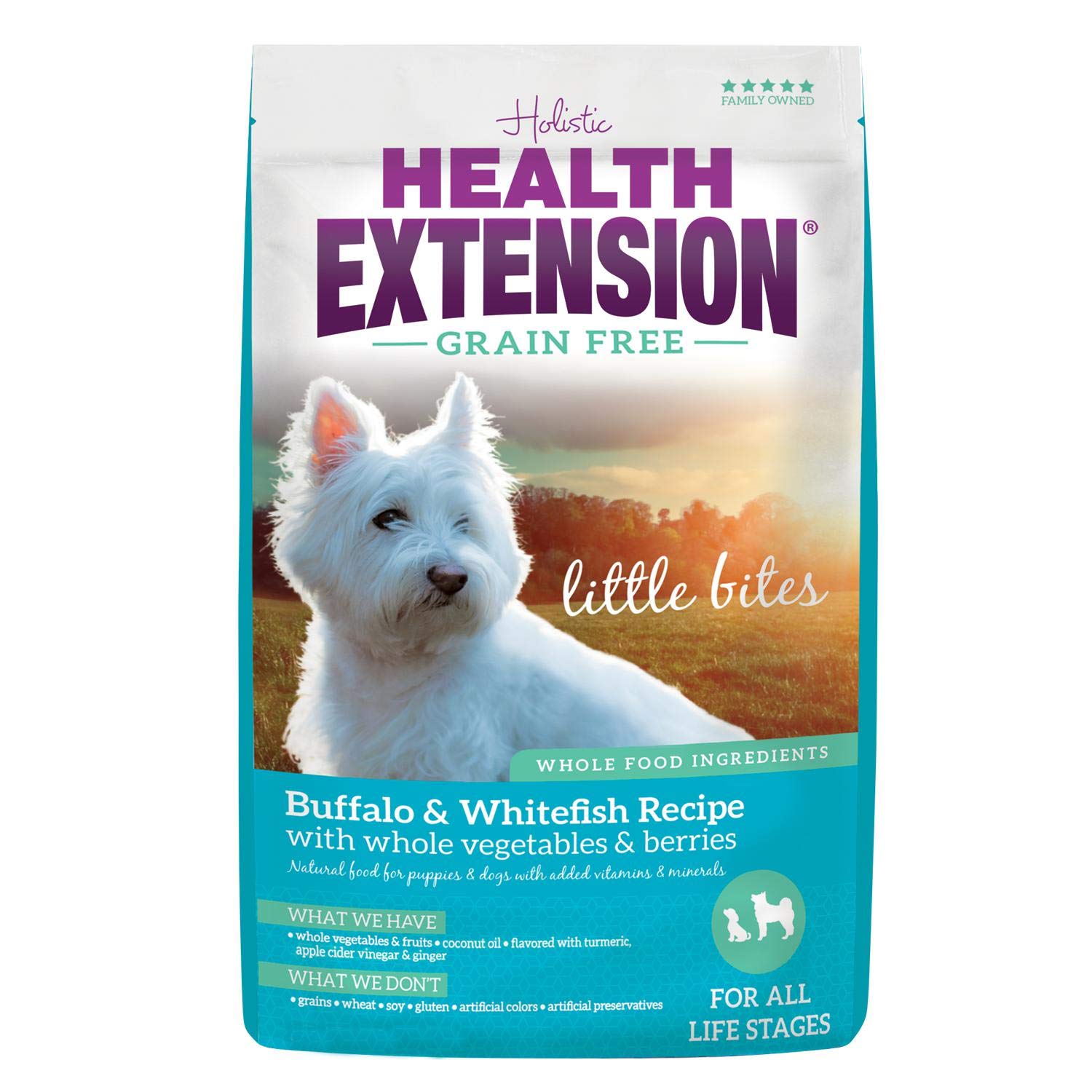 Health Extension Little Bites Dry Dog Food, Grain-Free Buffalo & Whitefish, 3.5 lb, Suitable for All Puppies, Natural Ingredients