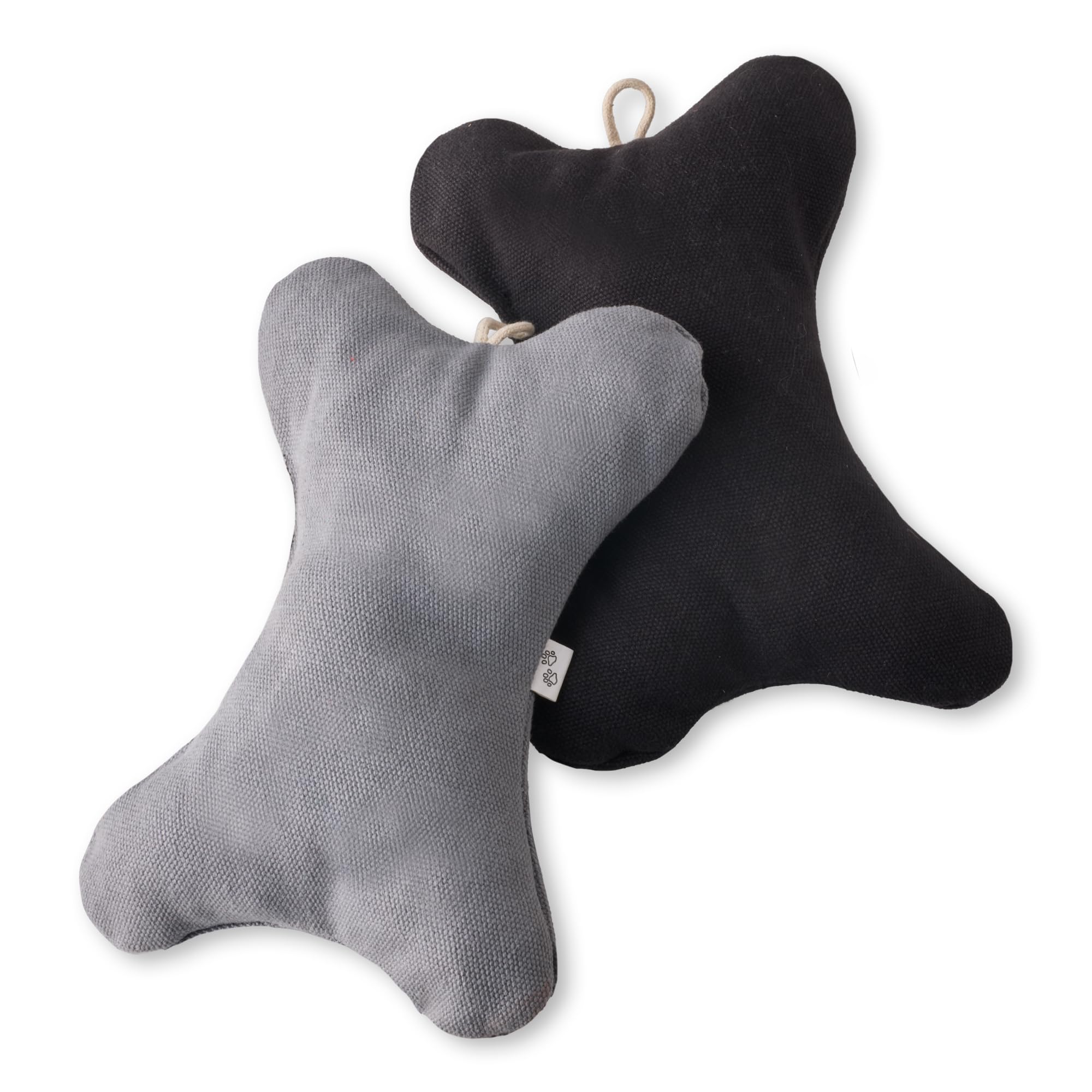 Pet Passion 2-Pack Stuffed Bones Dog Toys Durable Cotton Canvas With Coconut Fill For All Pet Breeds, Gray Ombre, One Size