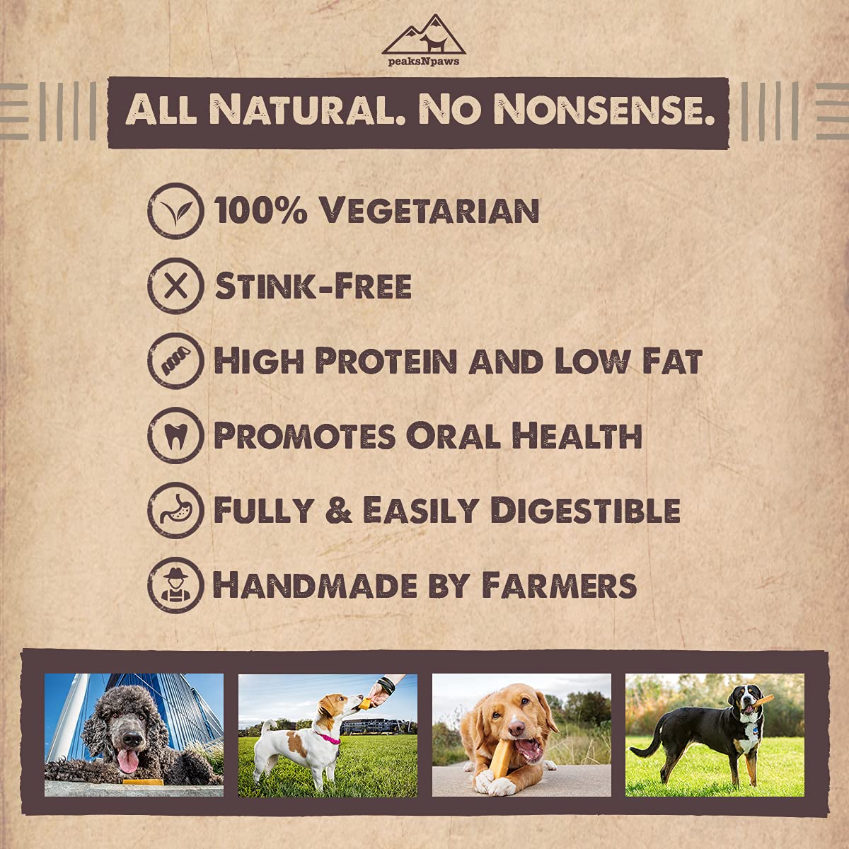 peaksNpaws Yak Cheese Himalayan Dog Chews, High Protein, Natural Dog Treats for Medium Dogs, Lactose Free Sticks for Aggressive