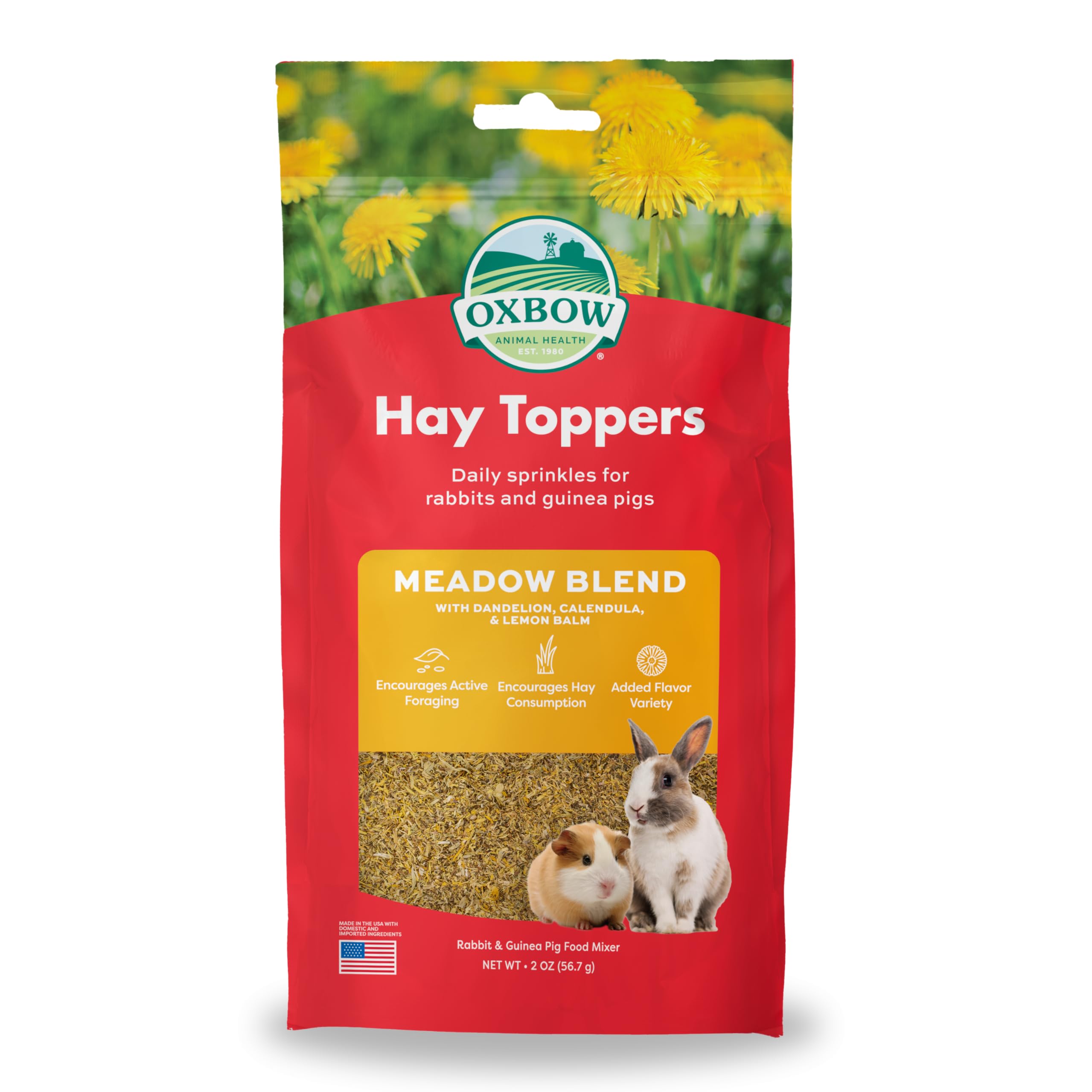 Oxbow Hay Toppers Meadow Blend, Bunny Treats, Foraging Enrichment for Rabbits, Chinchillas, Guinea Pigs, and Other Small Herbivo
