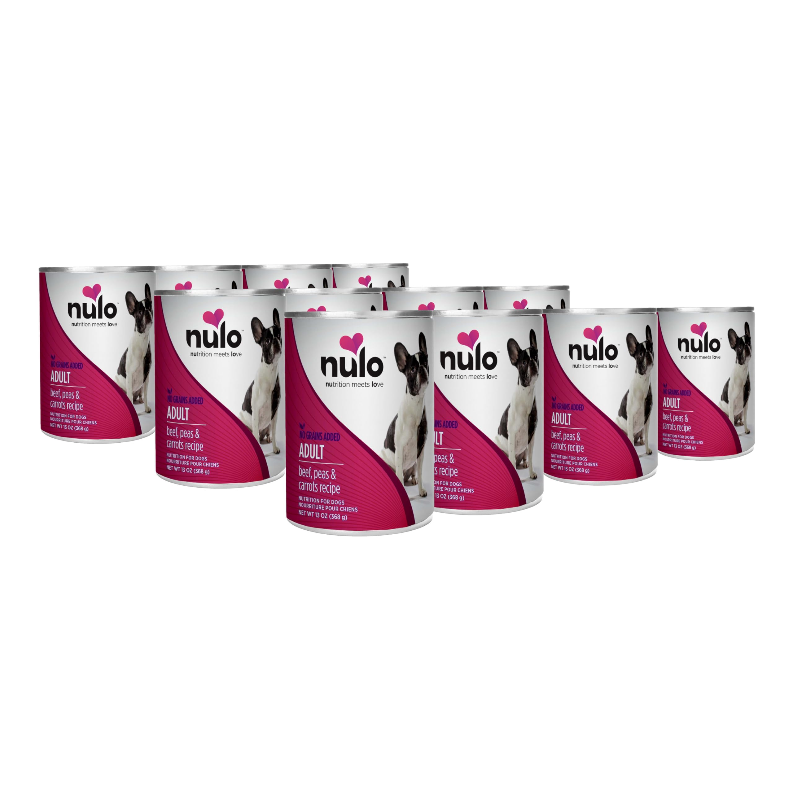 Nulo Grain-Free Beef, Peas & Carrots Recipe Adult Wet Canned Dog Food, 13 Ounce, 12 Cans