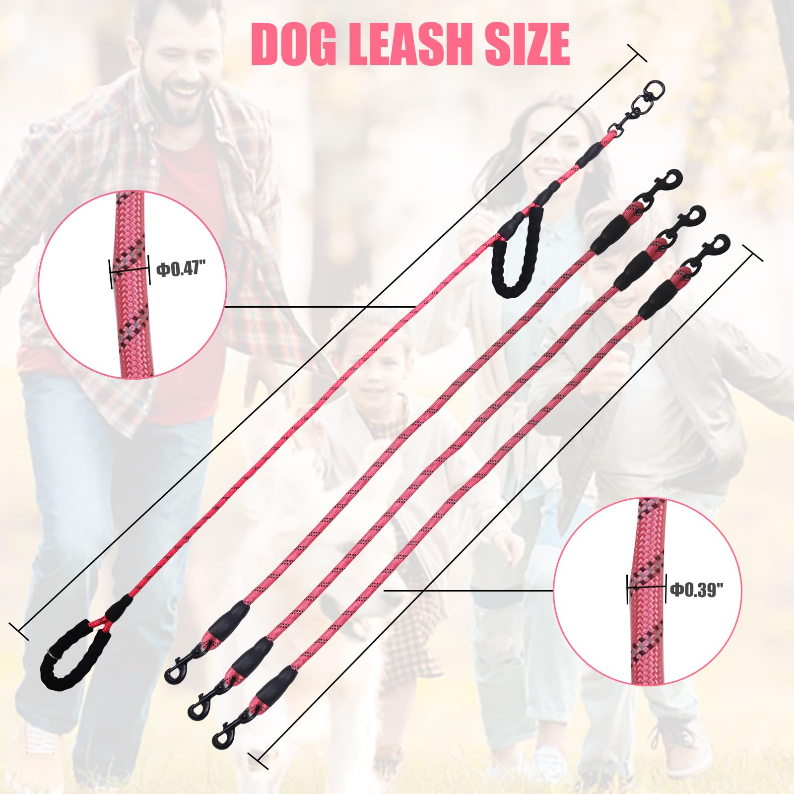 Exceptional 360 Anti-Tangle & No Pull Dog Leash - 5 Handle & Reflective For Safety & Convenience, Suitable For Small & Medium Do