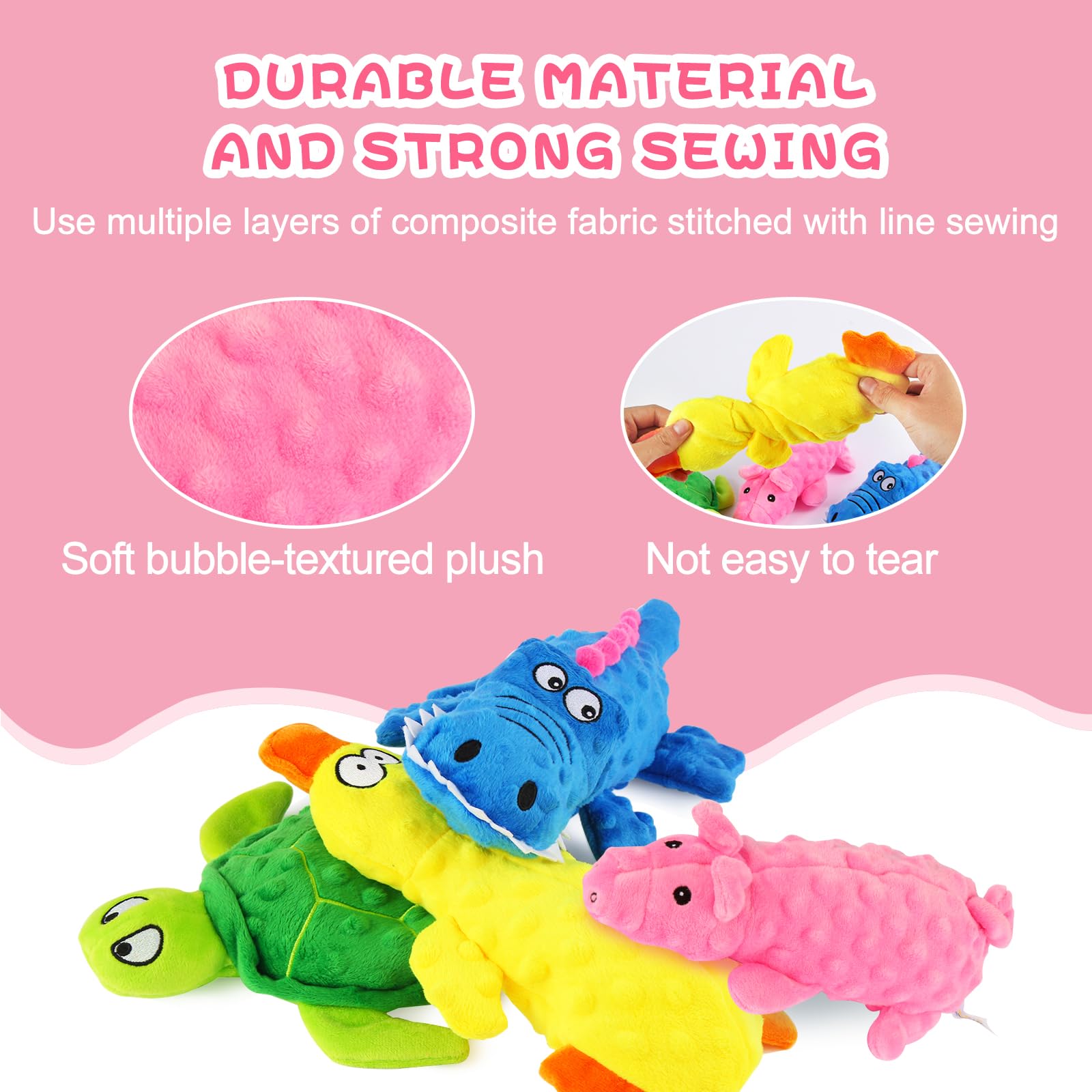 Vatrepeo 5 Pack Stuffed Animal Dog Toys For Aggressive Chewers, Squeaky Dog Toys For Large Medium And Small Dogs, Puppy Dog Chew