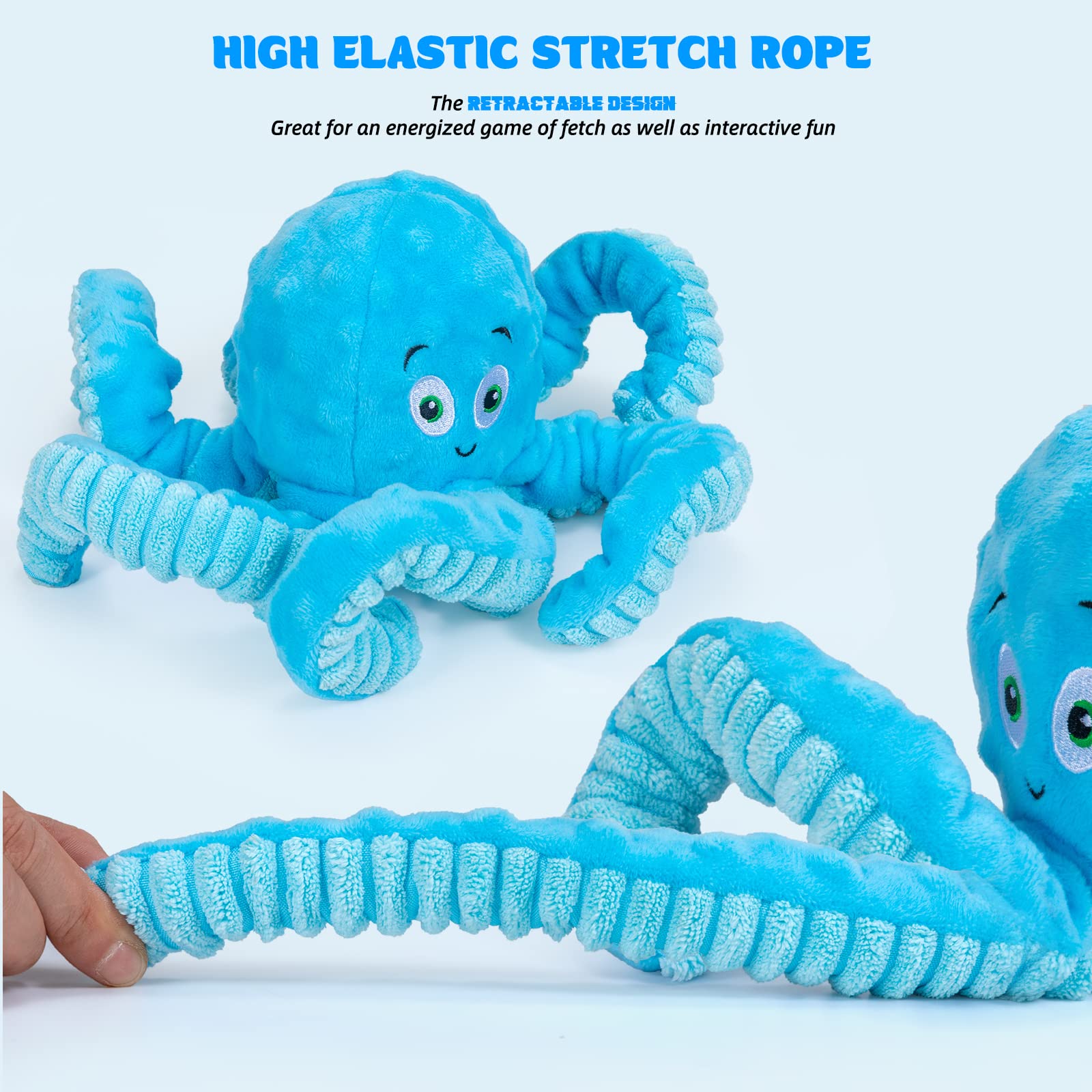 Pubialo Squeaky Dog Toys Octopus-Tug Of War Dog Plush Toy For Large Breed Interactive Dog Chew Toys For Puppies Small And Large Dogs Training And Reduce Boredom (Blue, Octopus)