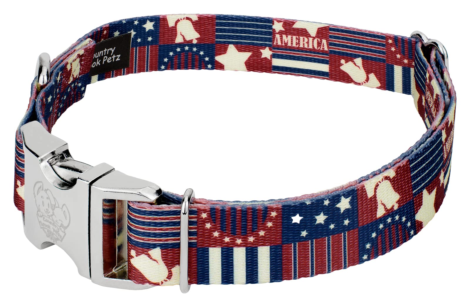Country Brook Petz - Premium Spirit Of '76 Dog Collar - Americana Collection Featuring Patriotic Designs (1 Inch, Medium)