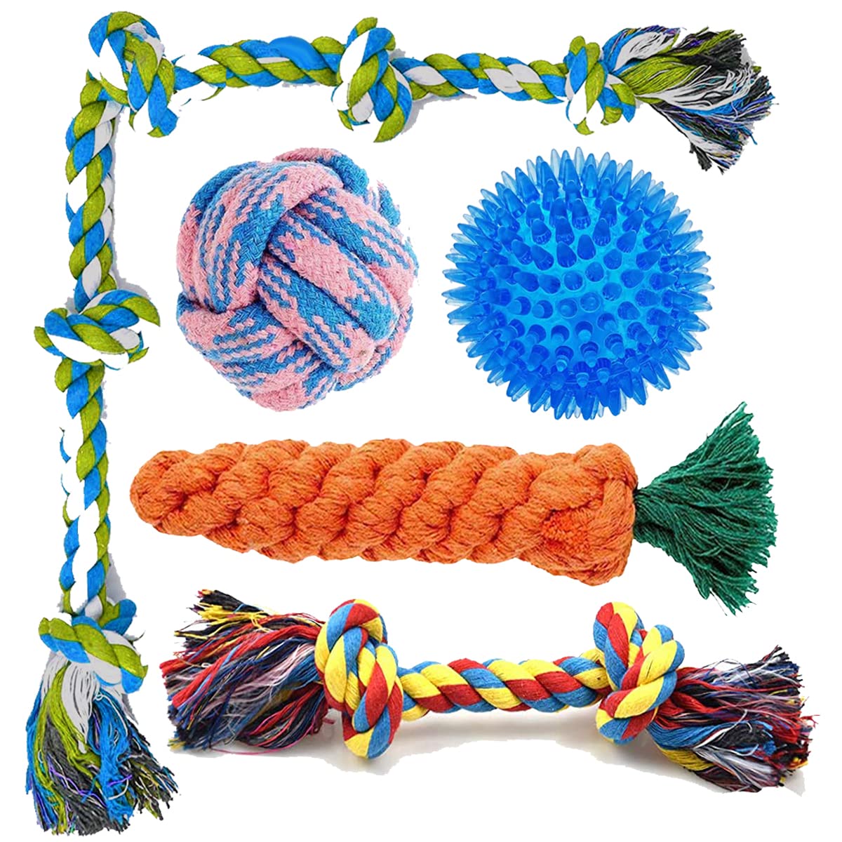 Youhavedeal Dog Chew Toys For Puppy, Toys For Teething And Chewing Small To Medium Breed Dogs  Pack Of 5 Pcs (Color May Vary)