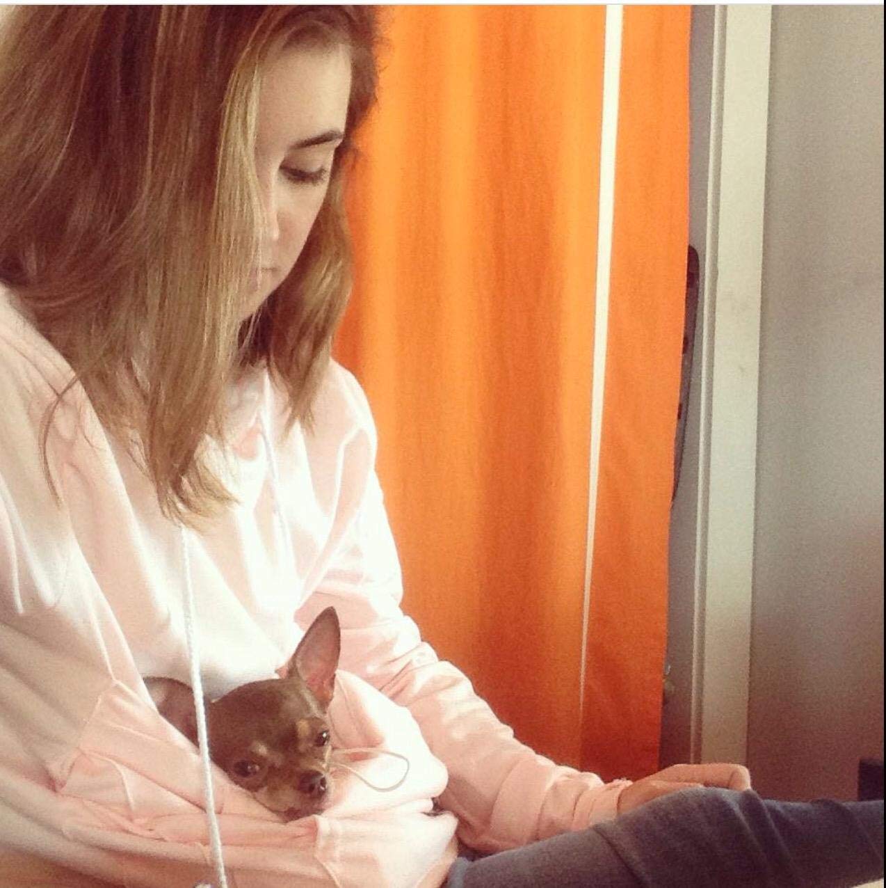 Jomago Womens Pet Carrier Thin Hoodies Kitten Puppy Pouch Shirts Animal Holder Hood Long Sleeve Sweatshirt Thin Pink