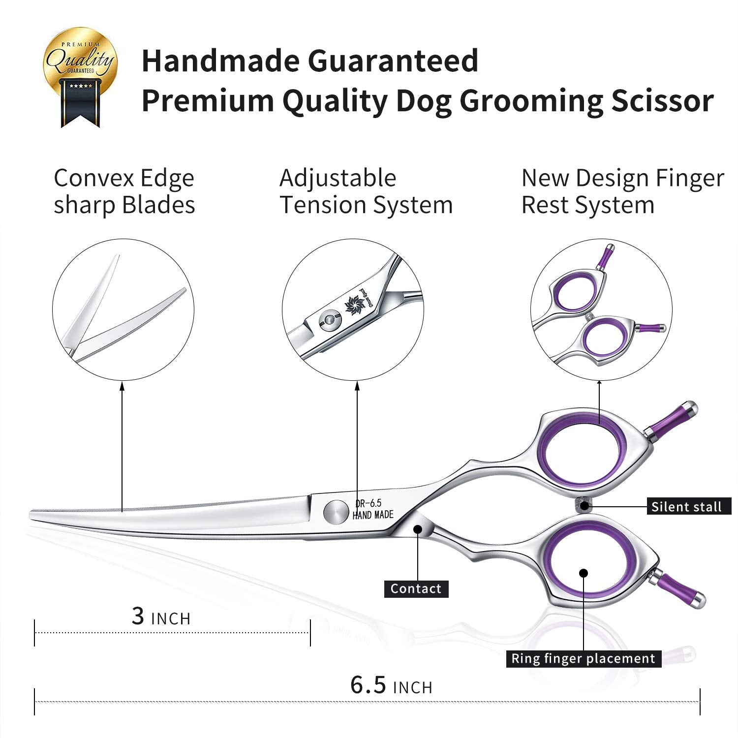 Grooming Pet Shear, 65 Inch Downword Curved Scissors, Curved Shears For Cat Shears And Small Dog Shears Or Any Breed Trimming Cu