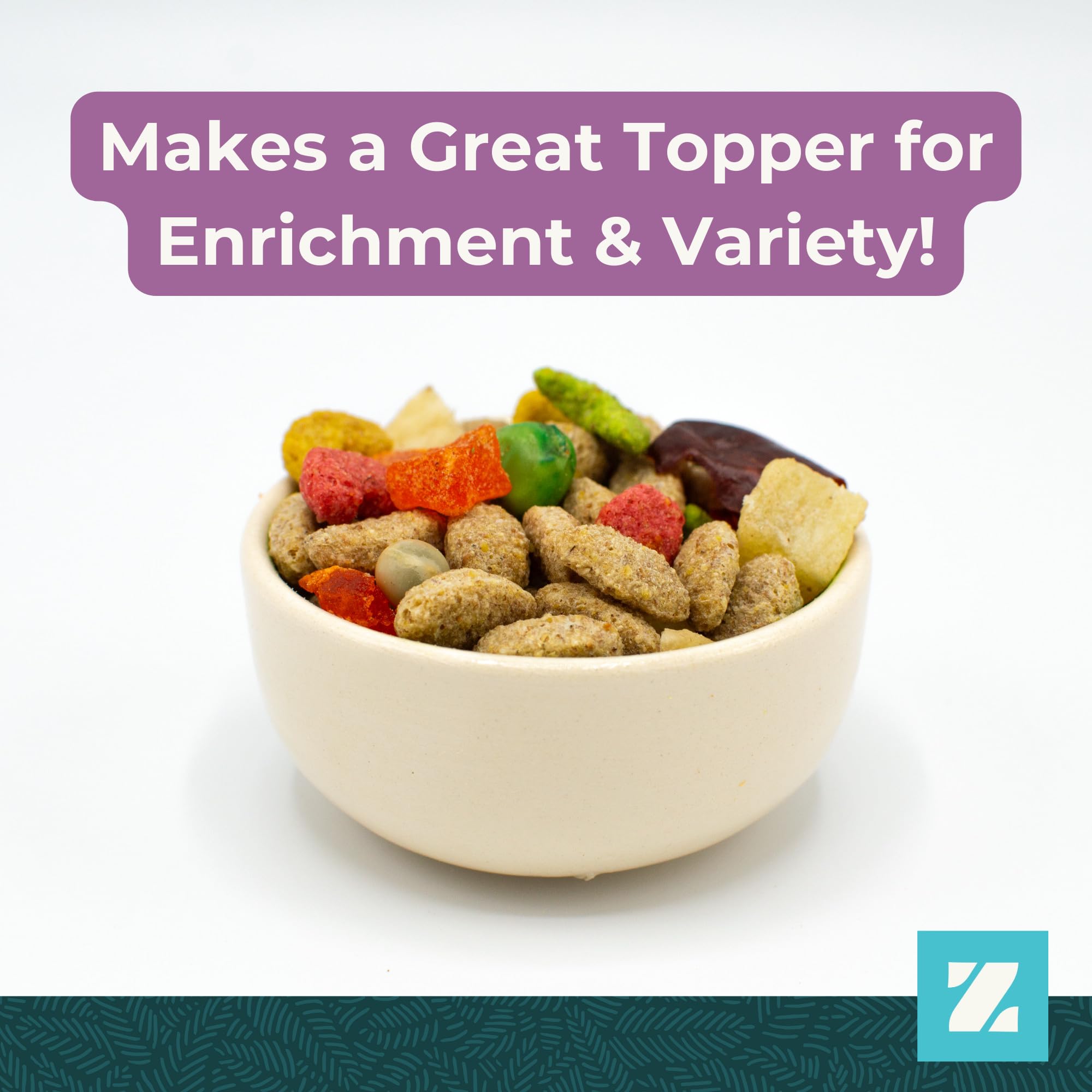 ZuPreem Pure Fun Bird Food, Cockatiel, Lovebird, Quaker, Small Conure, Lorikeet, Seed and Pellet Blend for Medium Birds, Food Mi