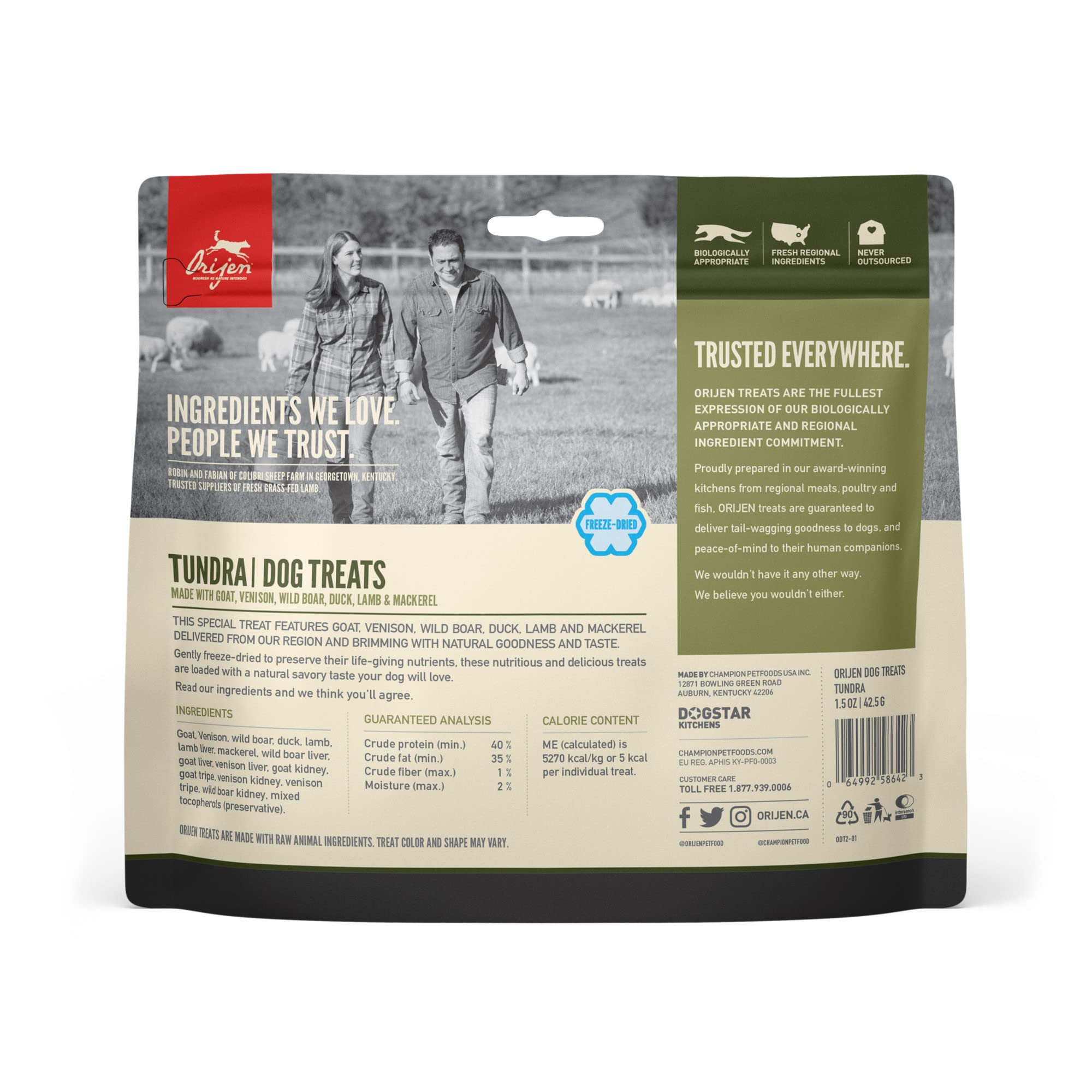ORIJEN Freeze-Dried Dog Treats, Tundra, Biologically Appropriate  grain Free