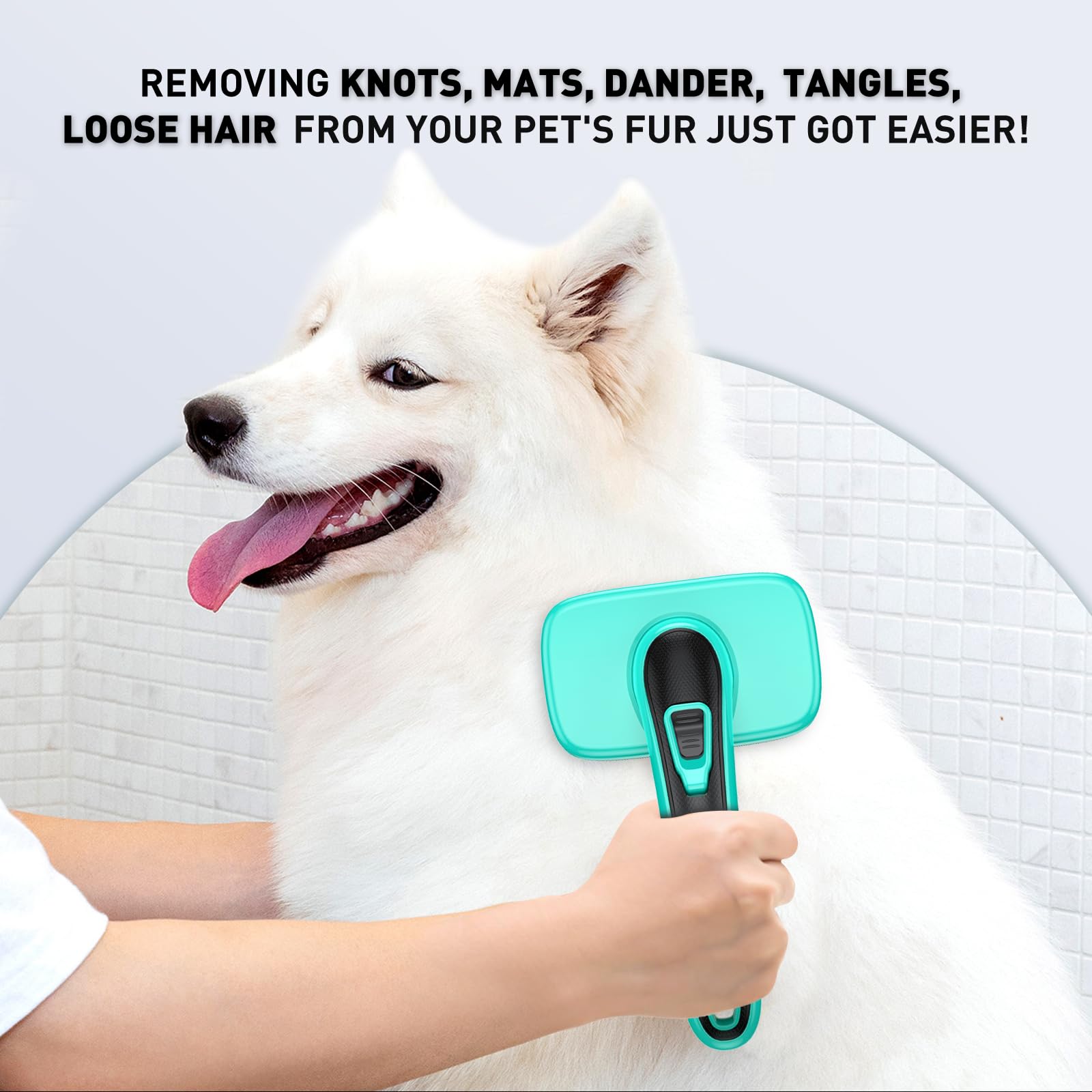 Wopqaem Self Cleaning Slicker Brush For Shedding Long Short Haired Dogs & Cats, Remove Loose Tangling Knot Undercoat Fur Mats, G