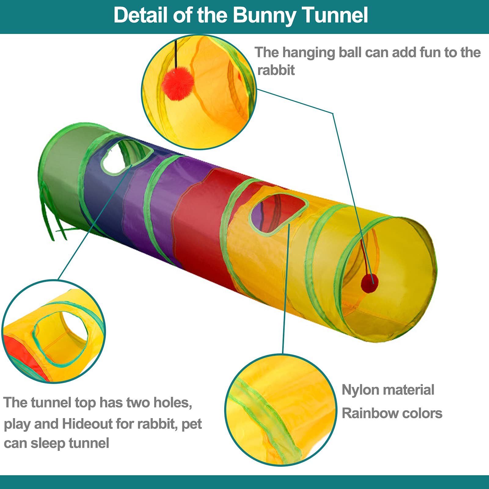 Rabbit Toys, Large Bunny Hideout Tunnel And Tube With Chew Toys For Grinding Teeth Apple Sticks Bamboo Carrot Loofah And Grass B