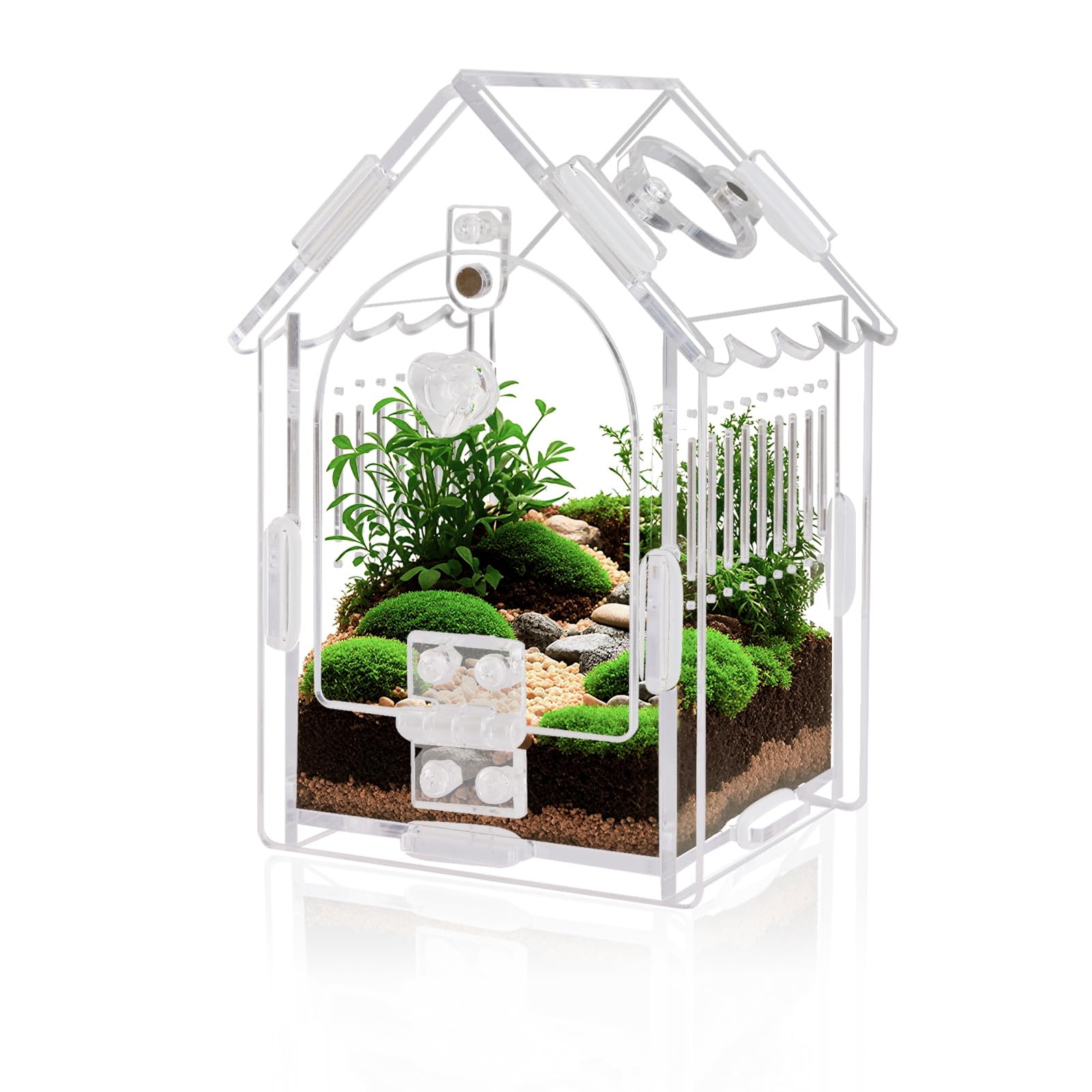 Jumping Spider Enclosure - Internal Dimensions 3.15x3.15x5.6 Acrylic Terrarium Kit for Tarantulas/Mantis/Reptiles with Magnetic 