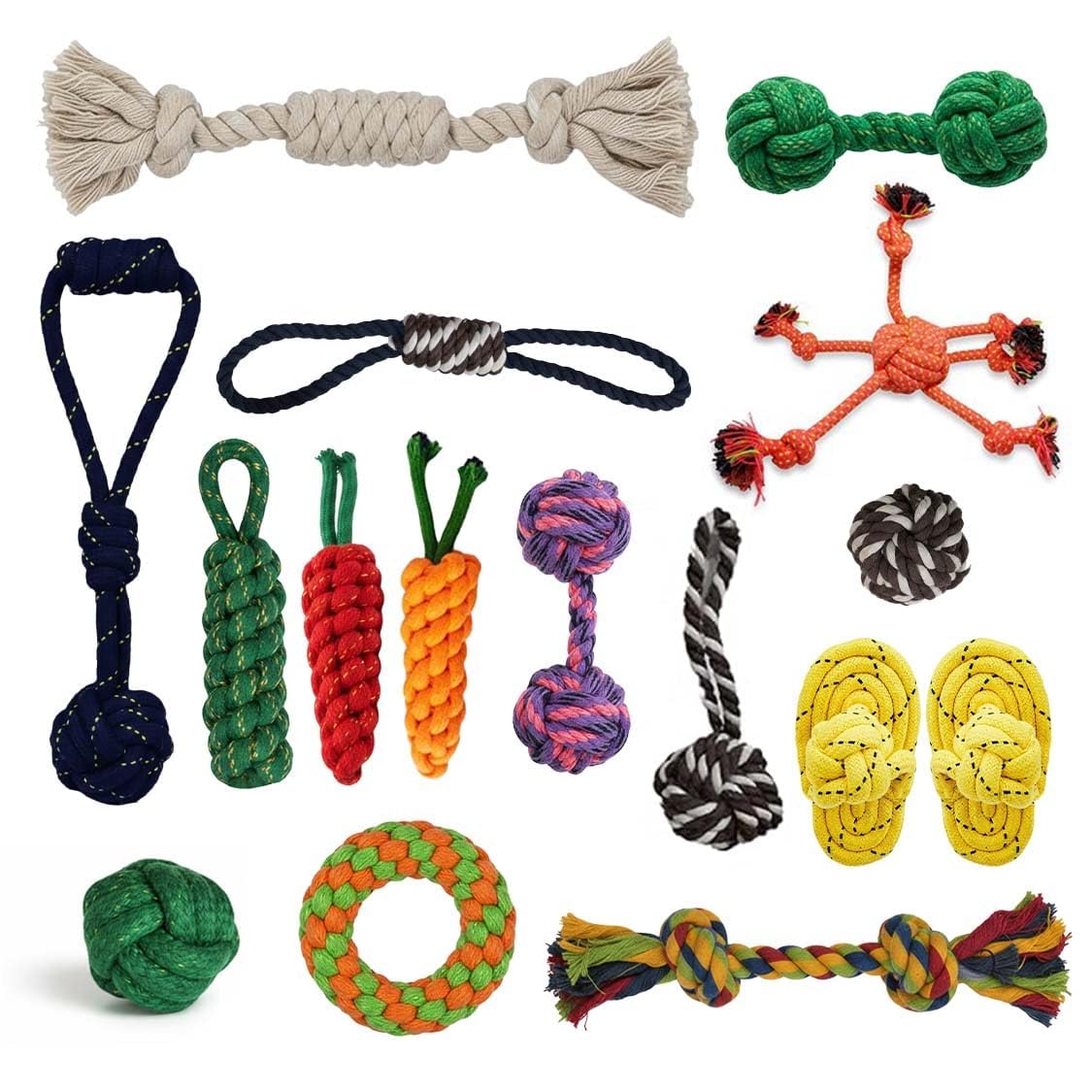 Kittupet Rope Dog Chew Toy Combo | Durable Teething Rope Set For Puppies & Aggressive Chewers | Tug, Fetch & Interactive Trainin