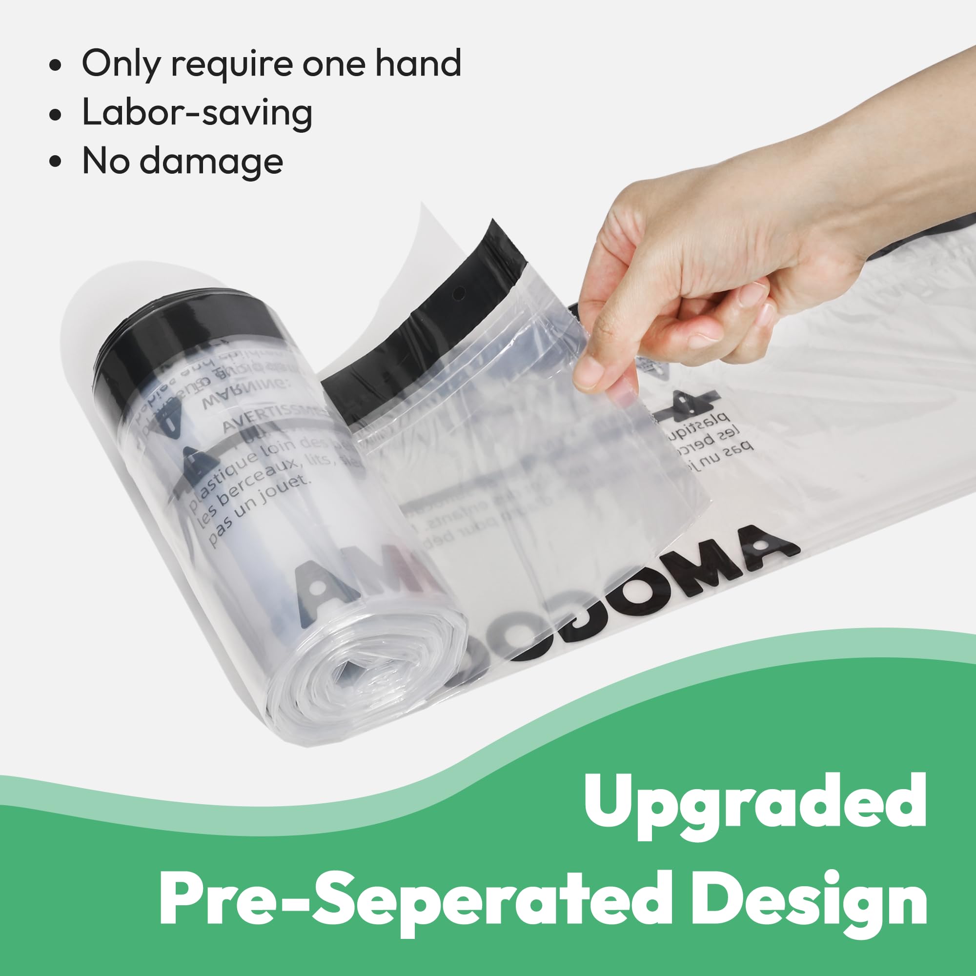 AMOGOGOPET Waste Bags - 50 Pack Drawstring Liners for Litter Robot 3 & 4, Transparent, 26.4" x 15.8", Low Density Poly