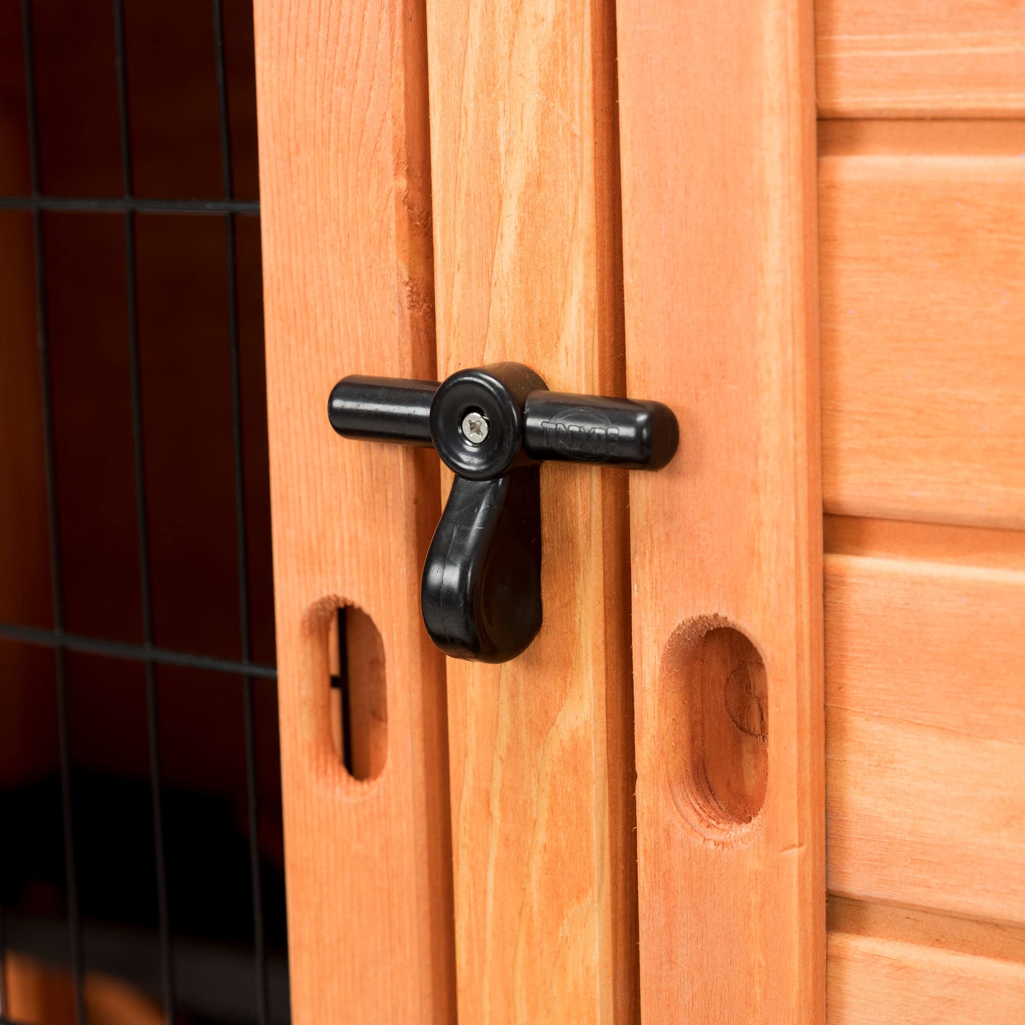 Rabbit Hutch With Sloped Roof (M), Glazed Pine
