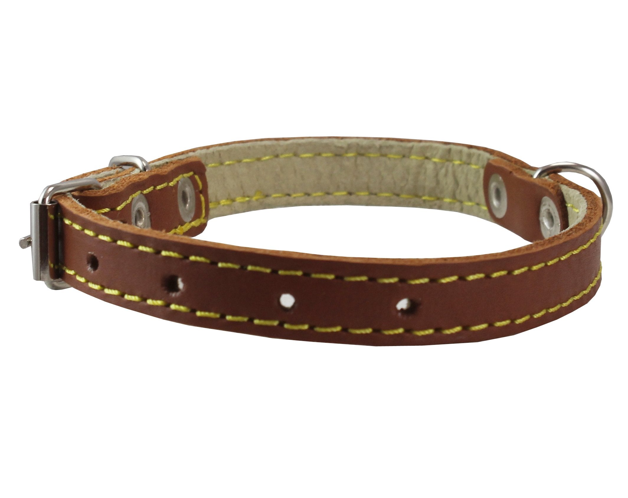 Genuine Leather Dog Collar 9.5''-13'' Neck Size, 1/2'' Wide Chihuahua, Puppies