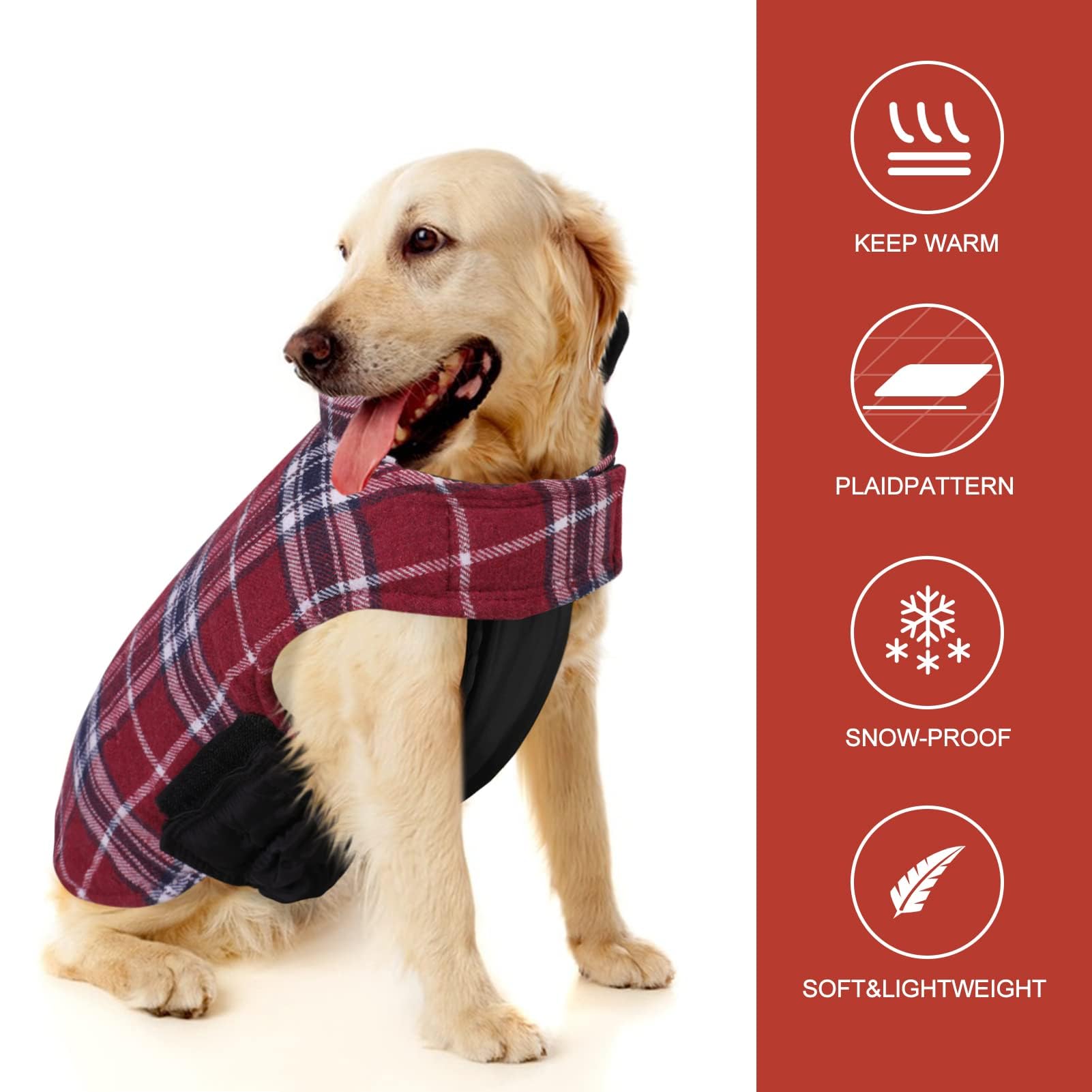 MIGOHI Dog Jackets for Winter, Reversible Dog Coat Windproof Waterproof Dog Winter Jackets for Cold Weather, British Style Plaid