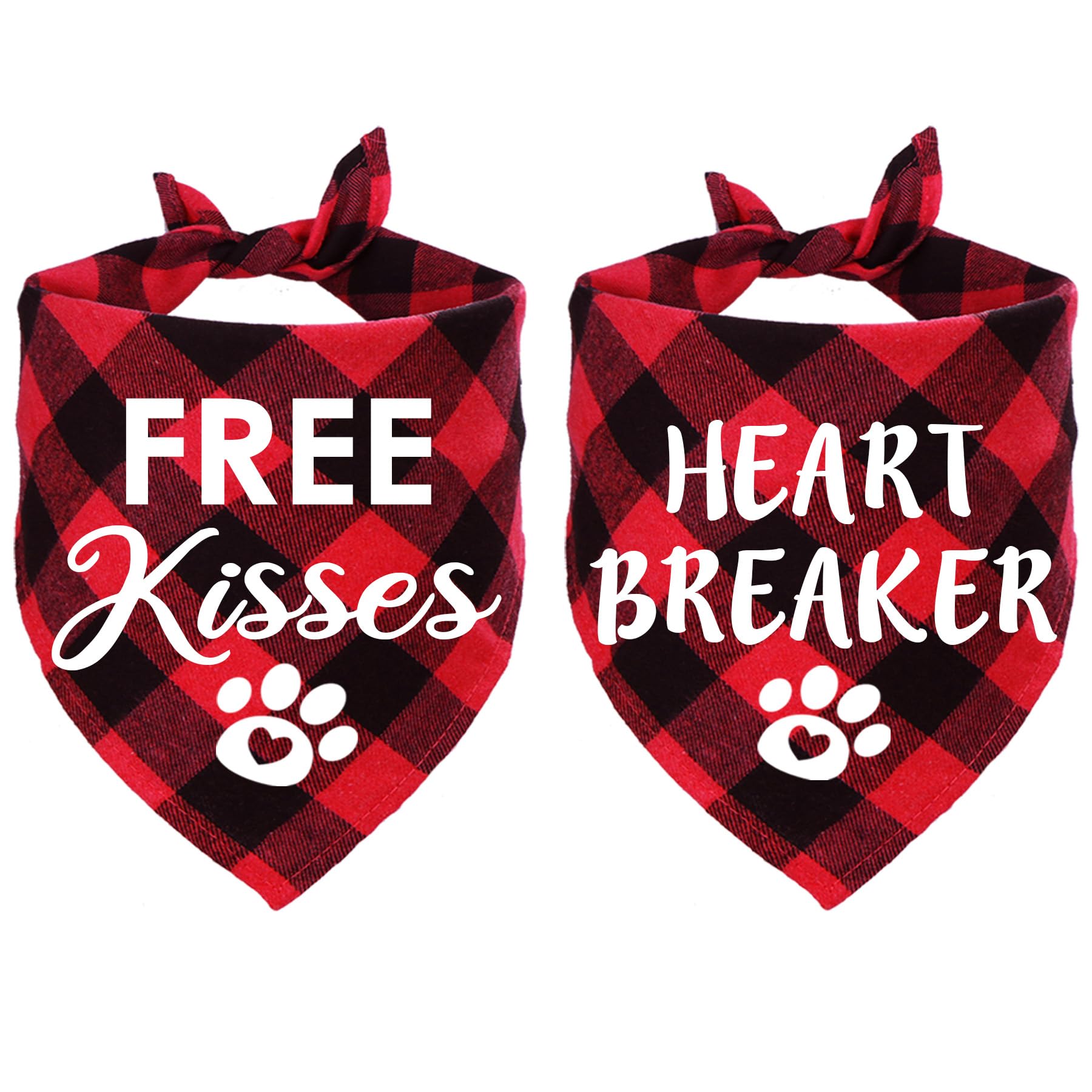 Stmk 2 Pack Valentine'S Day Dog Bandanas - Large, Free Kisses & Heart Breaker