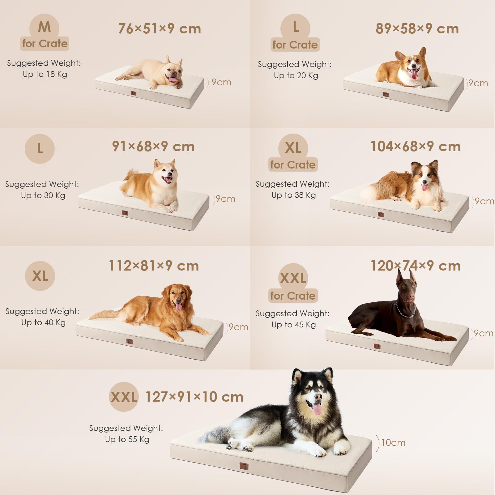 Eheyciga Orthopedic Xl Dog Beds For Extra Large Dogs With Removable Washable Cover, Camel, 44X32