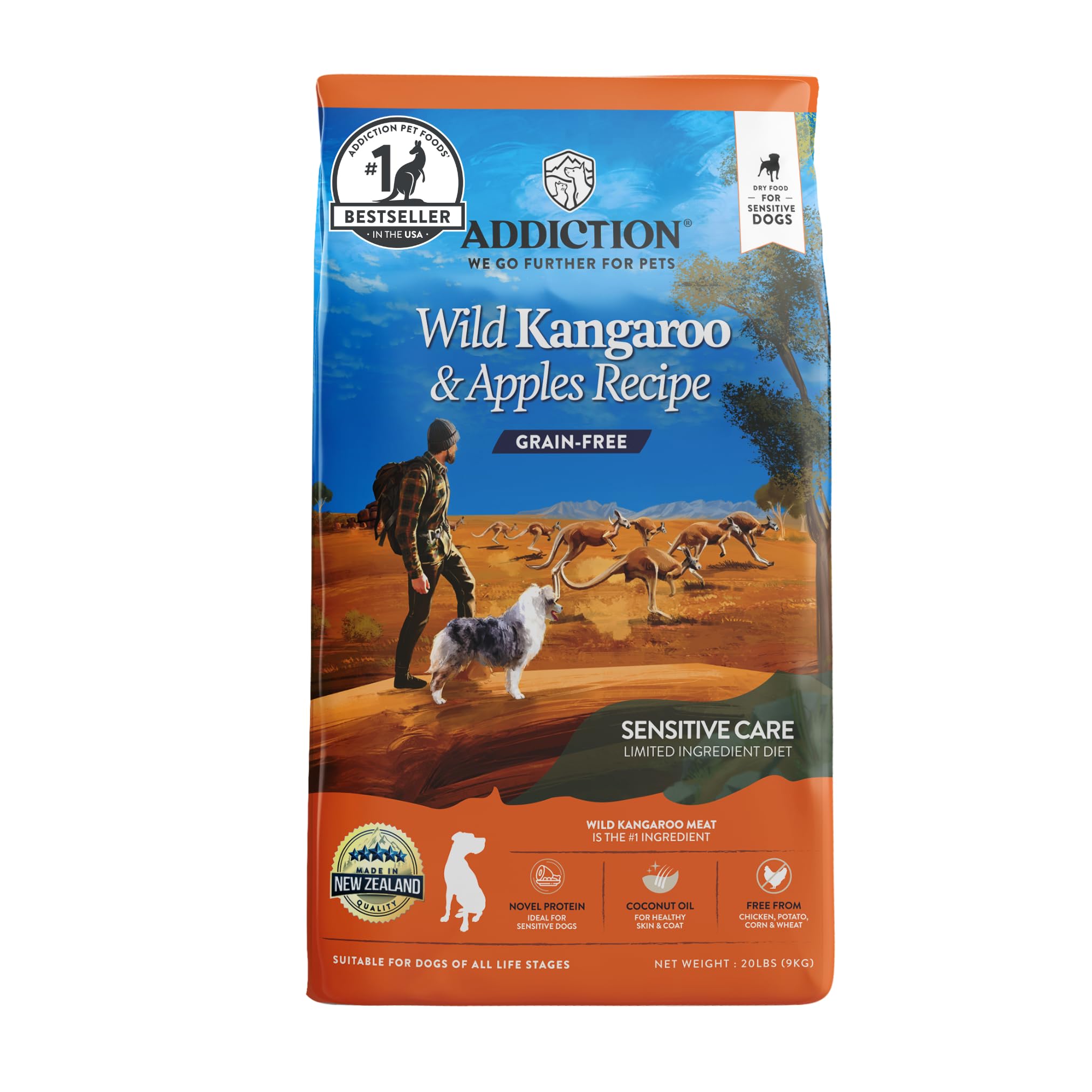 Addiction Wild Kangaroo & Apples - Dry Dog Food - Limited Ingredient Novel Protein - Muscle and Weight Management - Grain-Free -