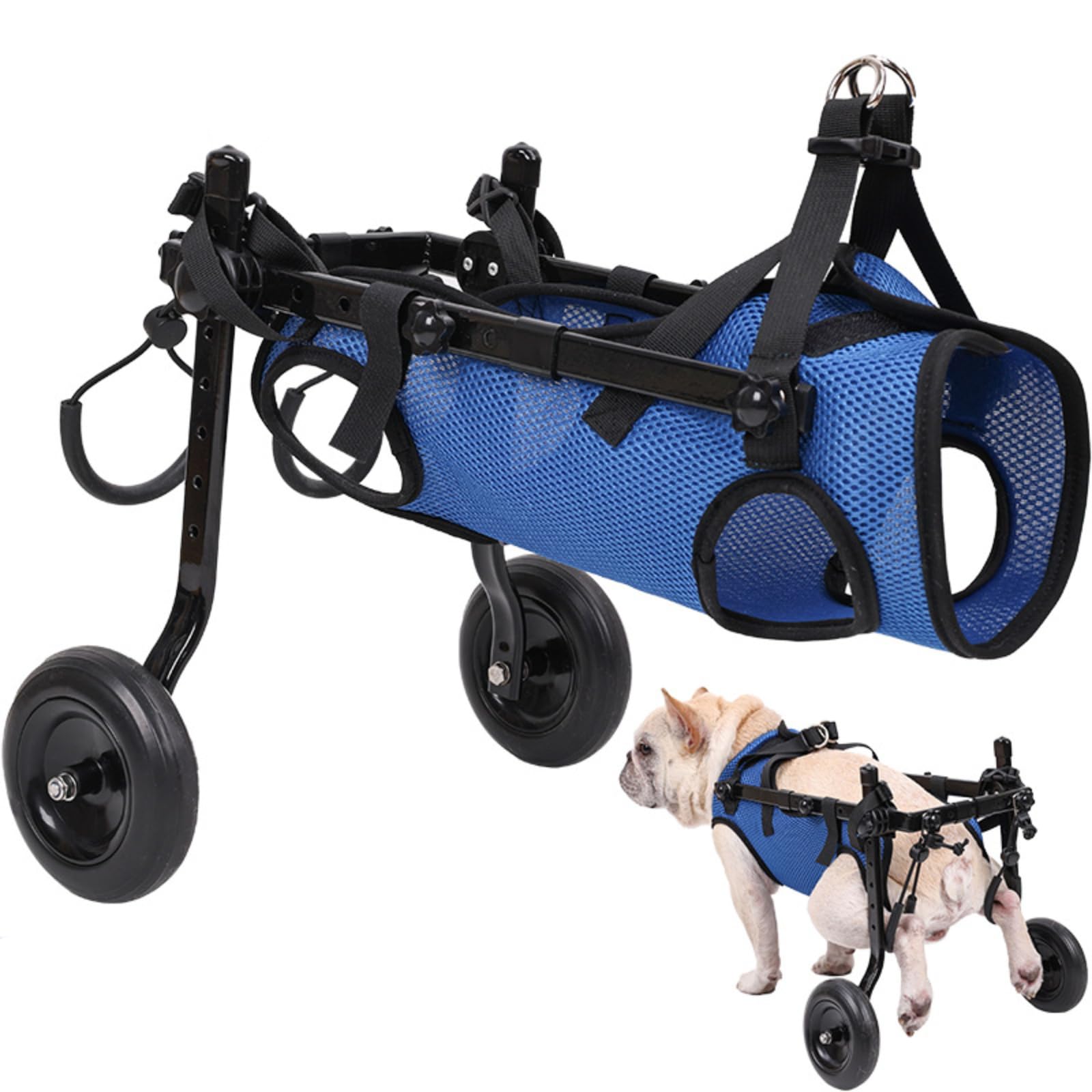Adjustable Small Dog Wheelchair - Mobility Aid for Disabled Pets,Small Dog Wheelchair for Back Legs, Leg Brace & Hip Support (Mi