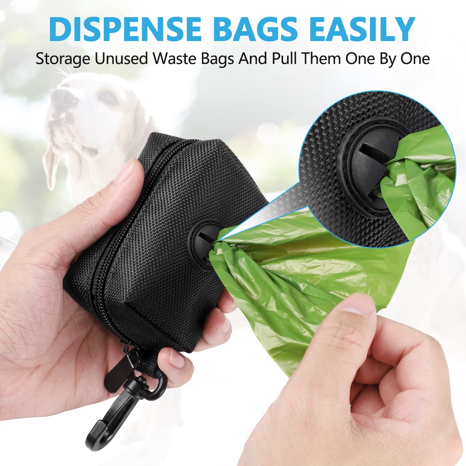 2 Pack Dog Poop Bag Holder for Leash Attachment - Waste Bag Dispenser for Leash - Fits Any Dog Leash - Portable Set with Hand Fr