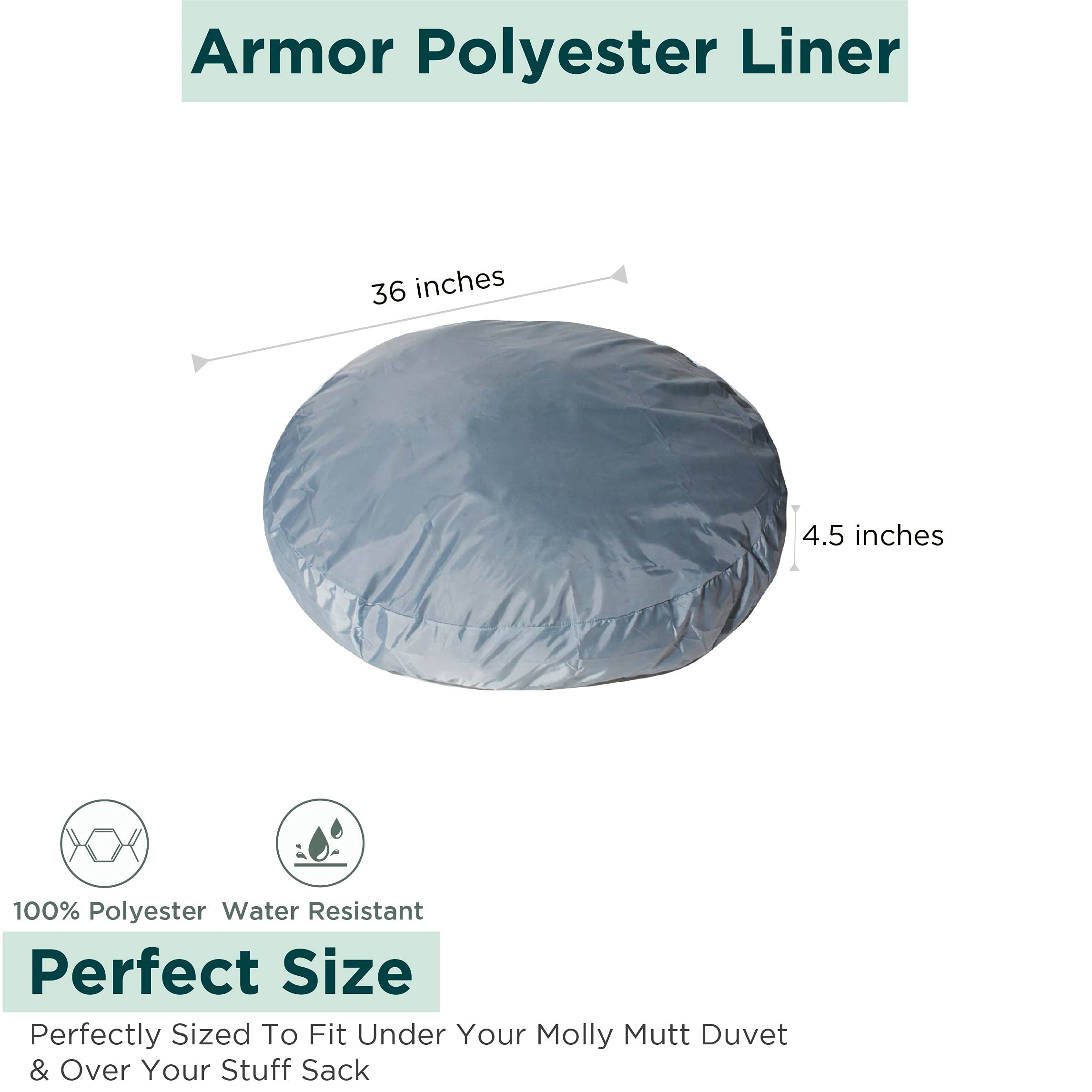Molly Mutt Dog Bed Liner, Water-Resistant, Washable, 36" Round, Model SSW00R