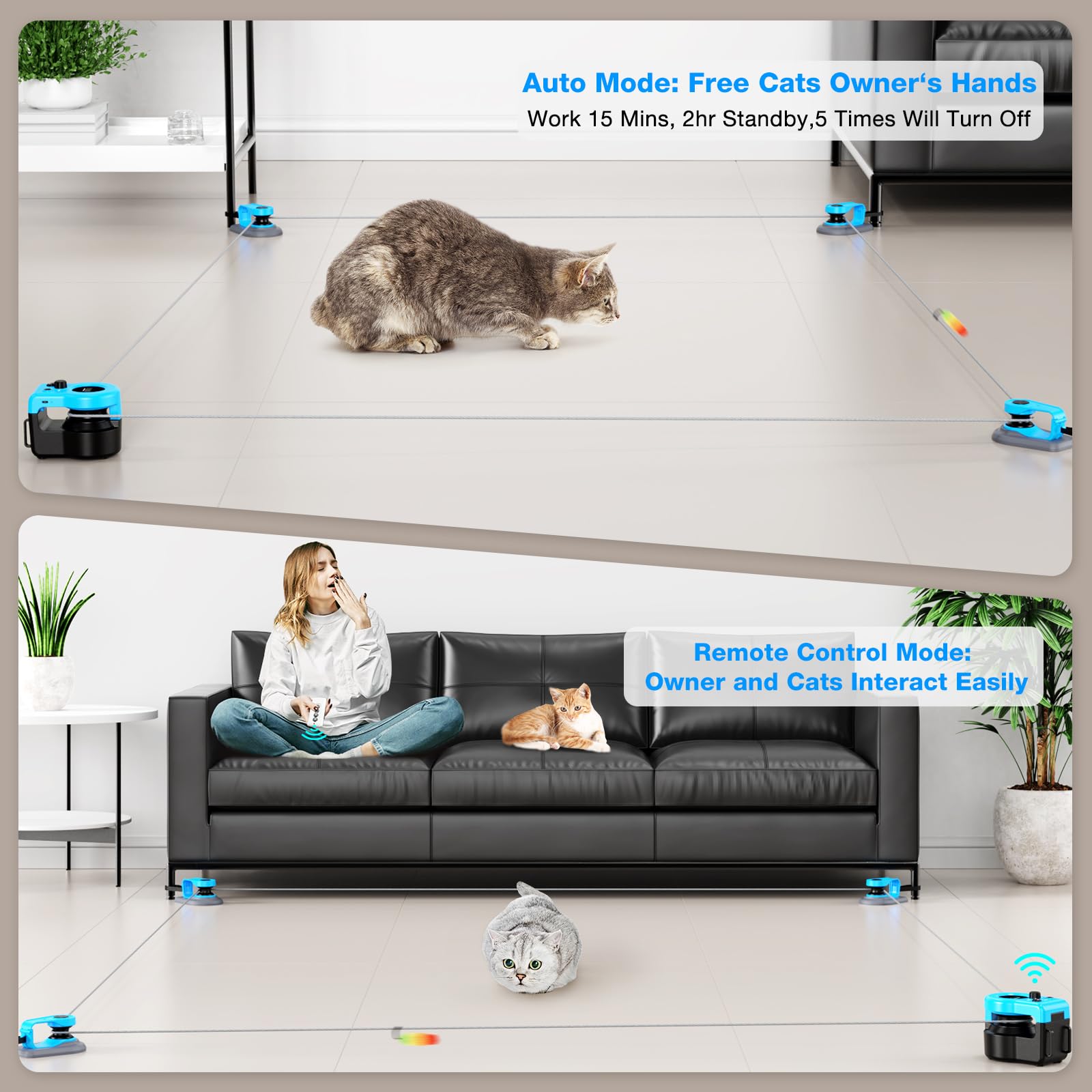 Pet Deluxe Interactive Cat Toy for Indoor Cats, Auto/Remote Control DIY Cat Mouse Hunting Treadmill Keep Bored Kitten Puppy Ente