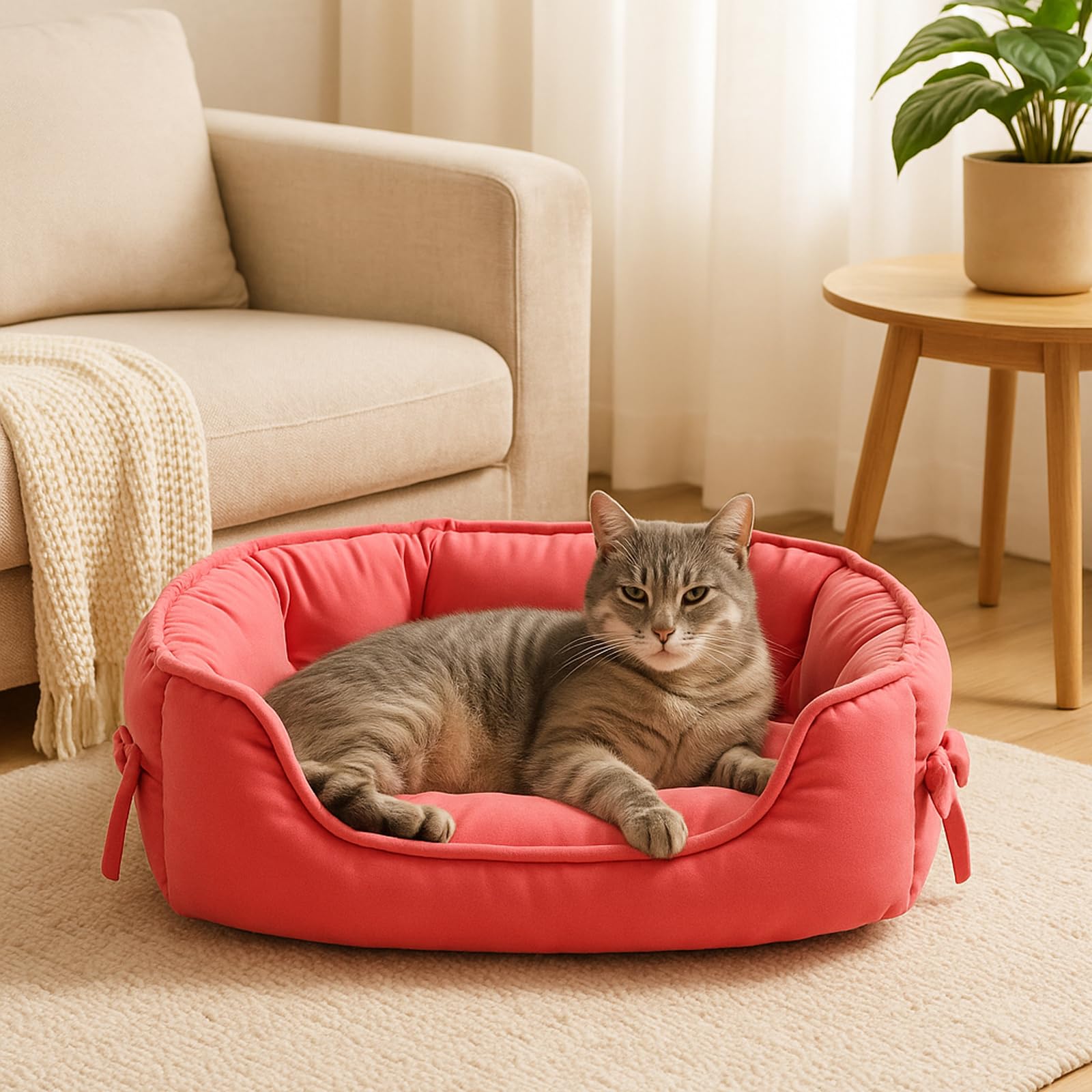 Pawstrip Cute Princess Dog Bed Pink Puppy Bed For Small Dogs Breathable Cat Couch Bowknot Pet Cushion Comfortable Kitten Nest Gi