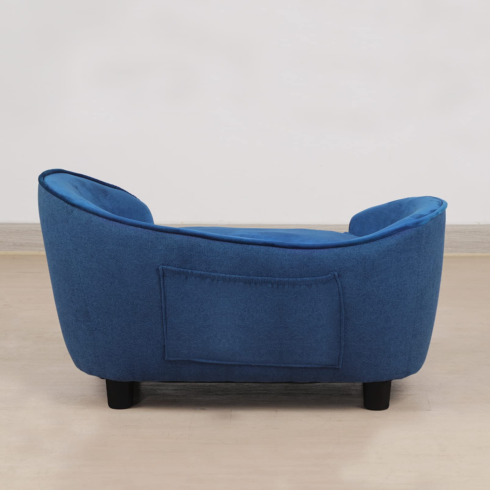 Pet Sofa Bed, Velvet & Linen Fabric Pet Couch Chair With Removeable & Washable Cushion For Small Dogs Cats (Blue)