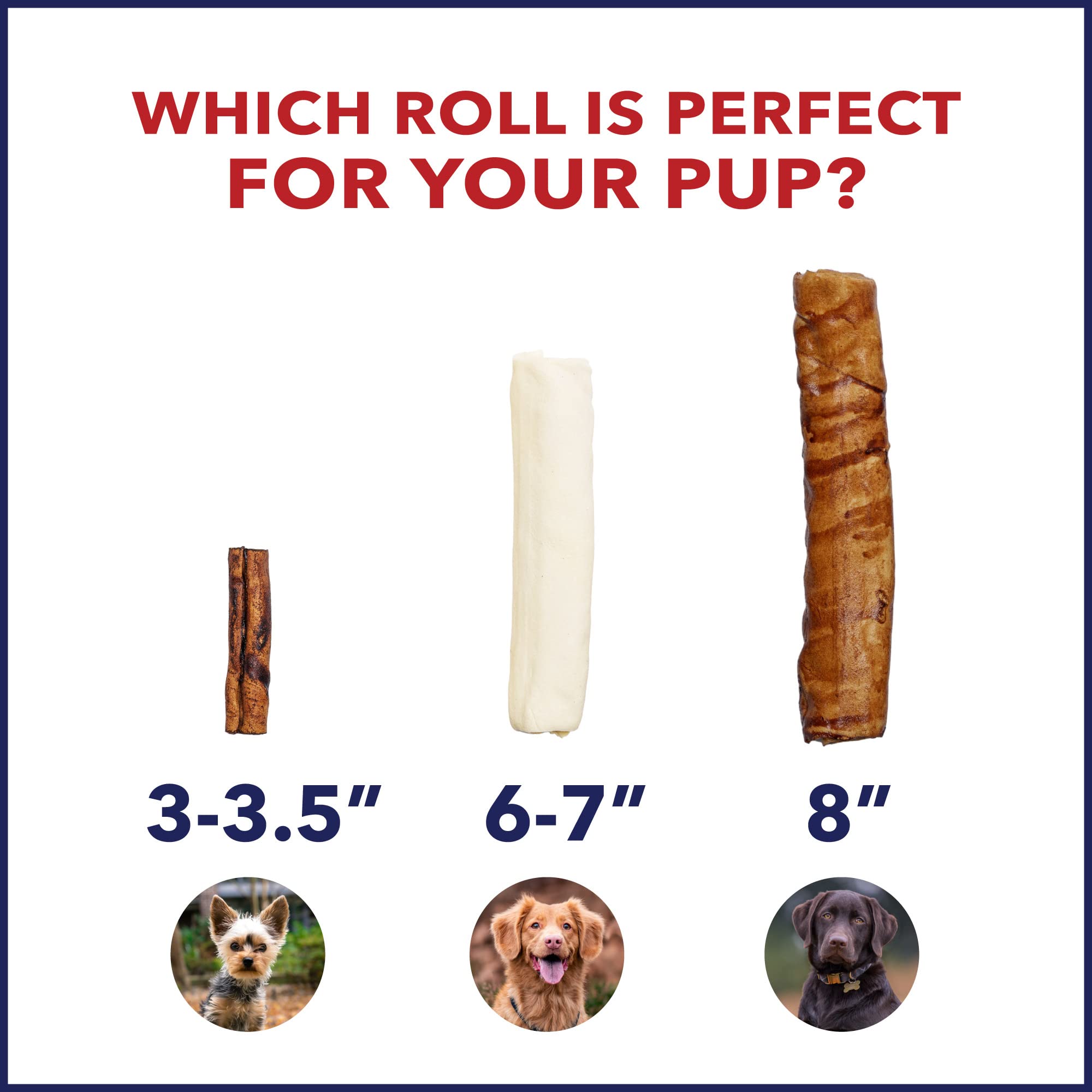 Pet Factory 100% Made in USA Beefhide 8 Rolls Dog Chew Treats - Peanut Butter Flavor, 15 Count/1 Pack