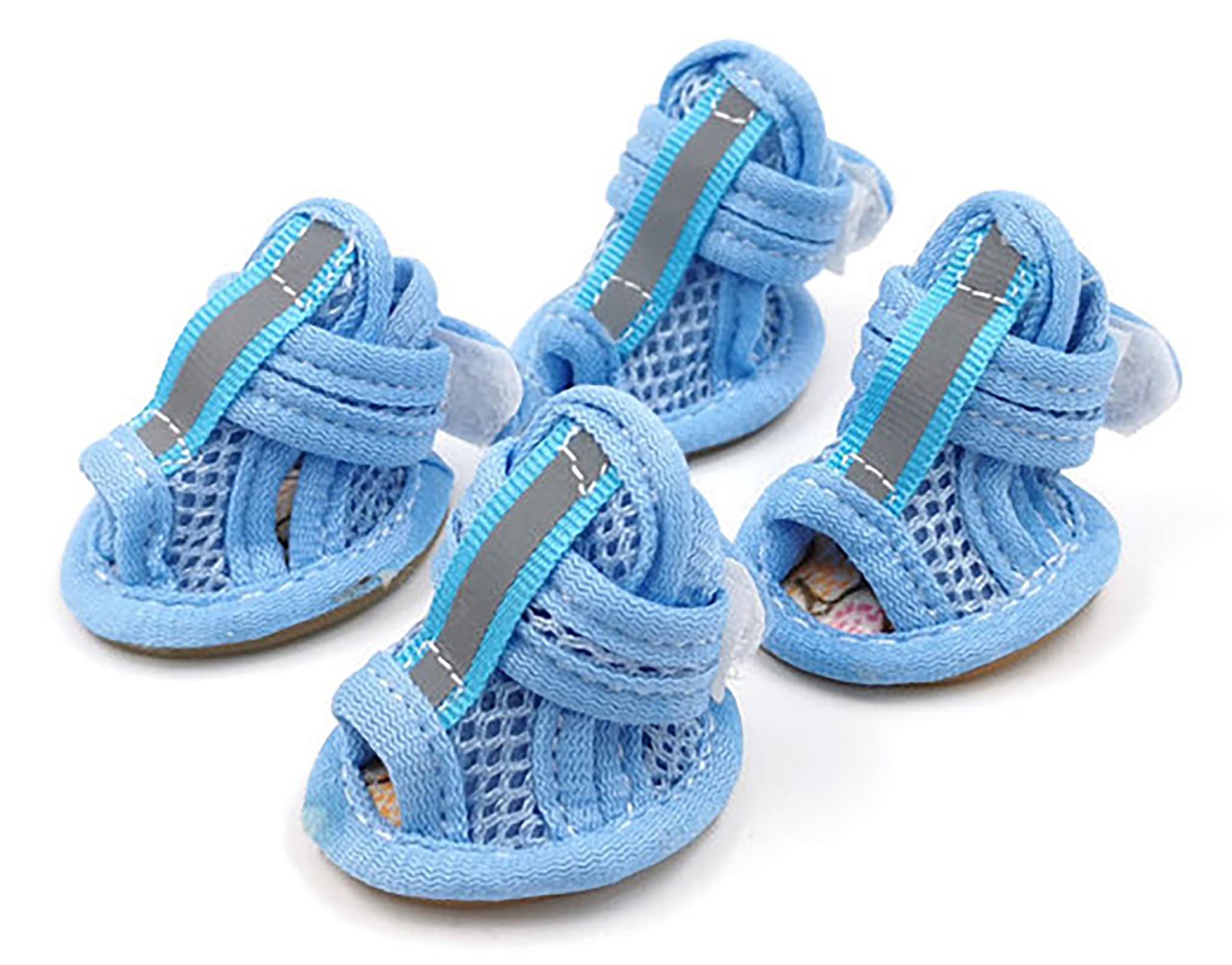Breathable Mesh Dog Sandals For Summer, Puppy Paw Protectors, Outdoor Pet Sandals For Small Dogs Blue Size 1