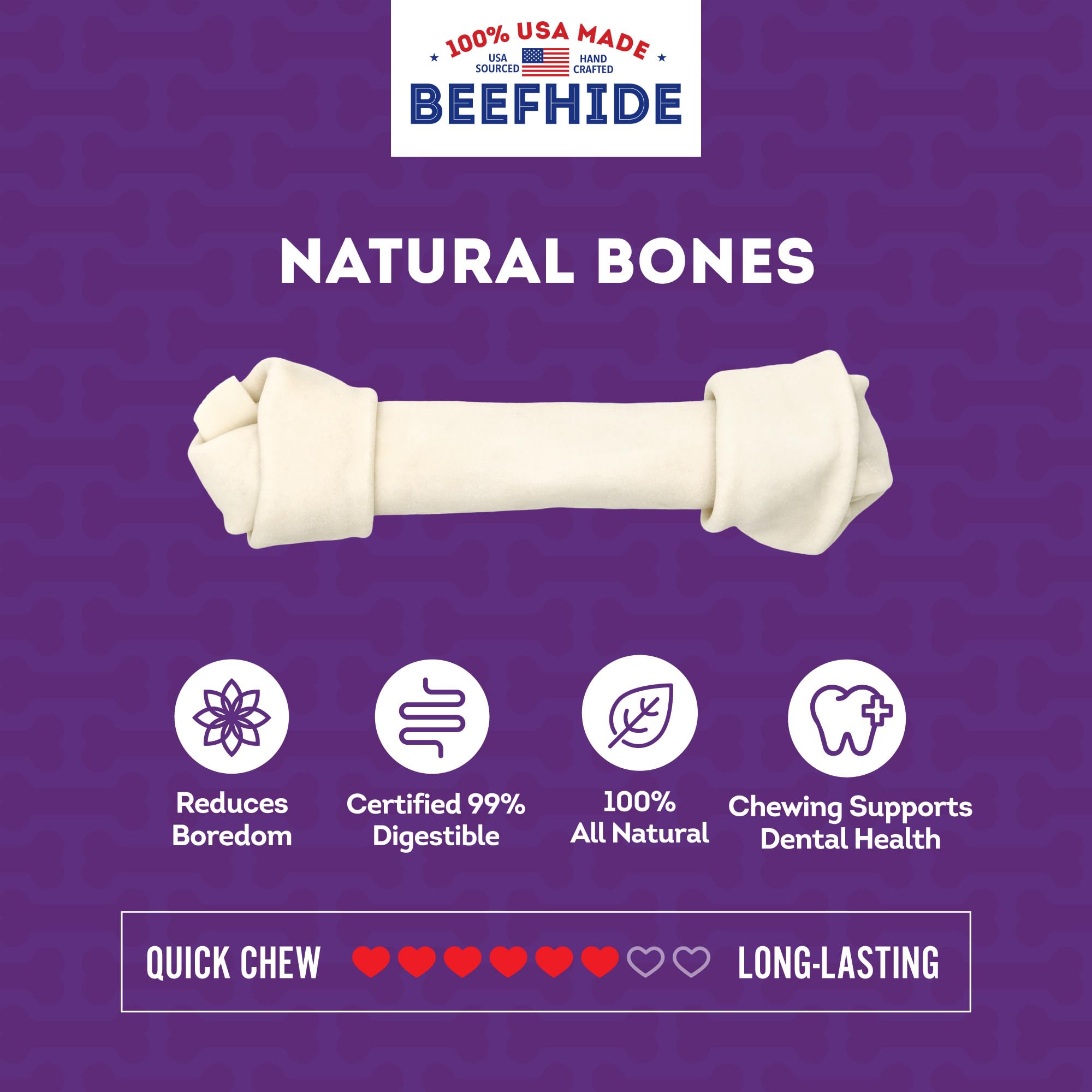 Treatly USA Beefhide Bones 9-10 Dog Chew Treats - Natural Flavor, 1 Count/1 Pack