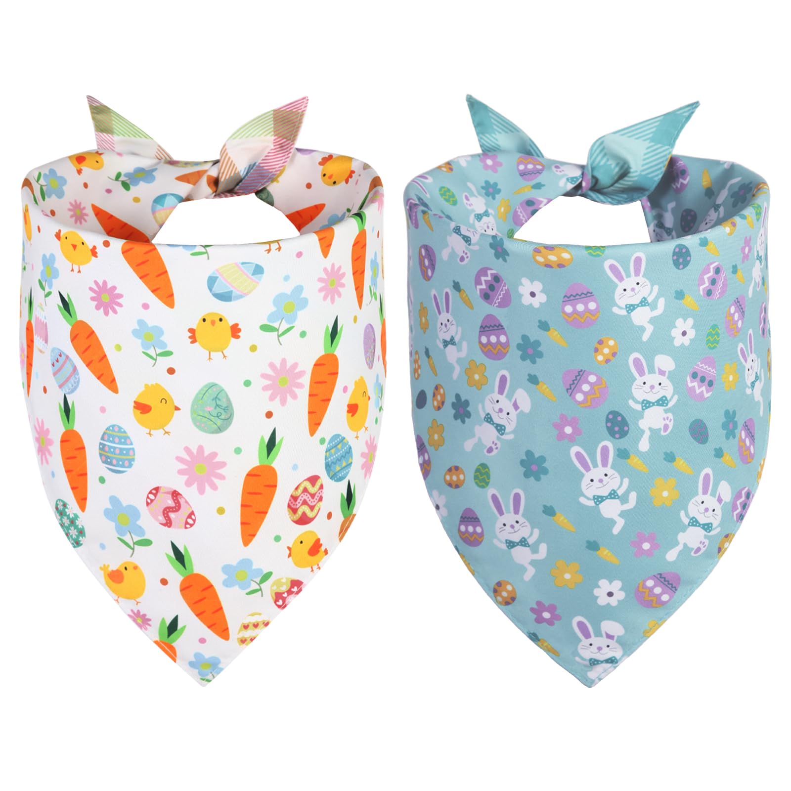 Ququle Easter Dog Bandana Xlarge 2Pcs, Colorful Scarf For Boy And Girl, Durable Triangle Reversible Bibs Handkerchief For Puppy 