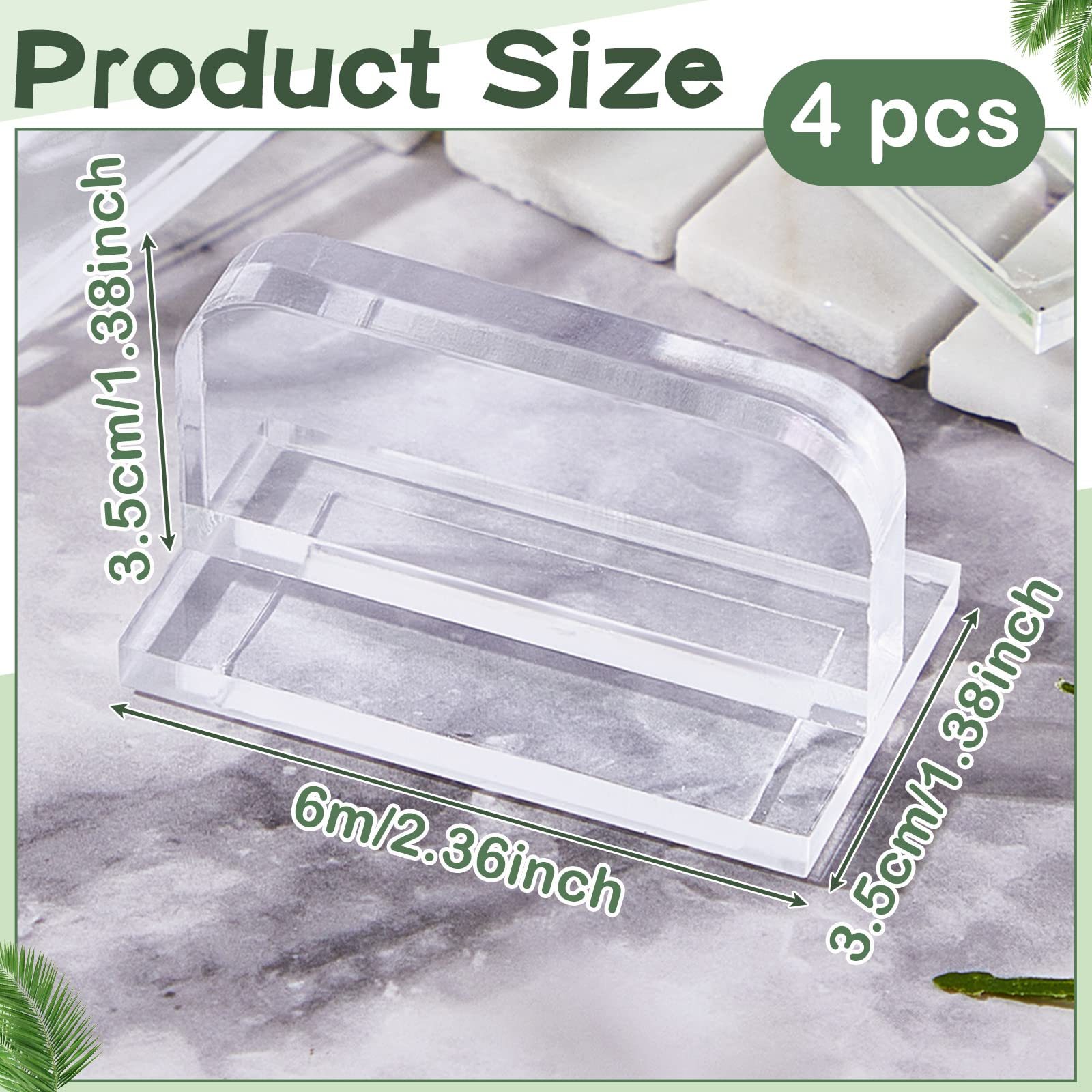 Qunclay Aquarium Lid Handles - 4 Pcs Adhesive Replacement, 2.36x1.38 Inch, Transparent