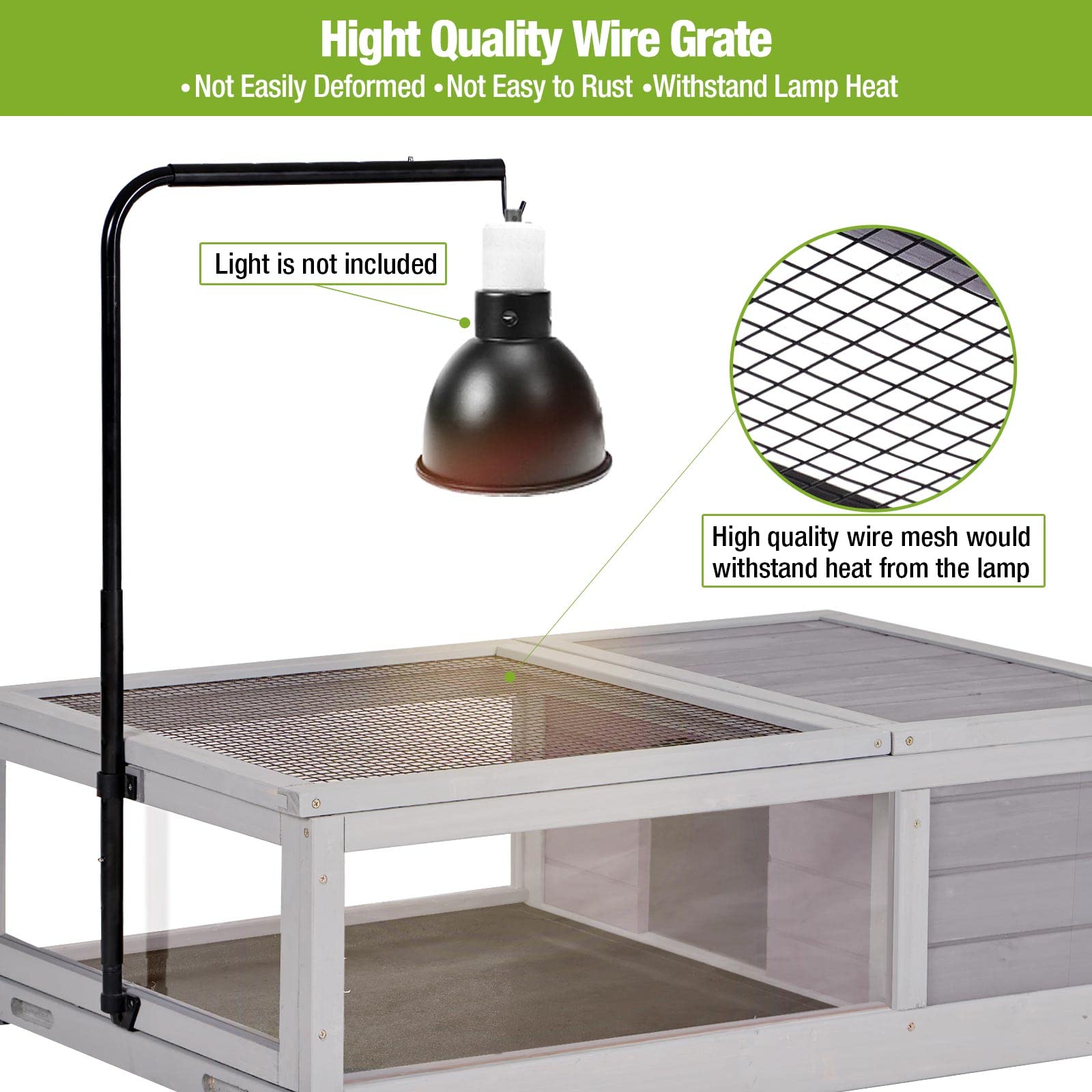 Gutinneen Tortoise Habitat Indoor Tortoise Enclosure With Adjustable Reptile Light Stand Large Wooden Turtle Cage With Two Trays