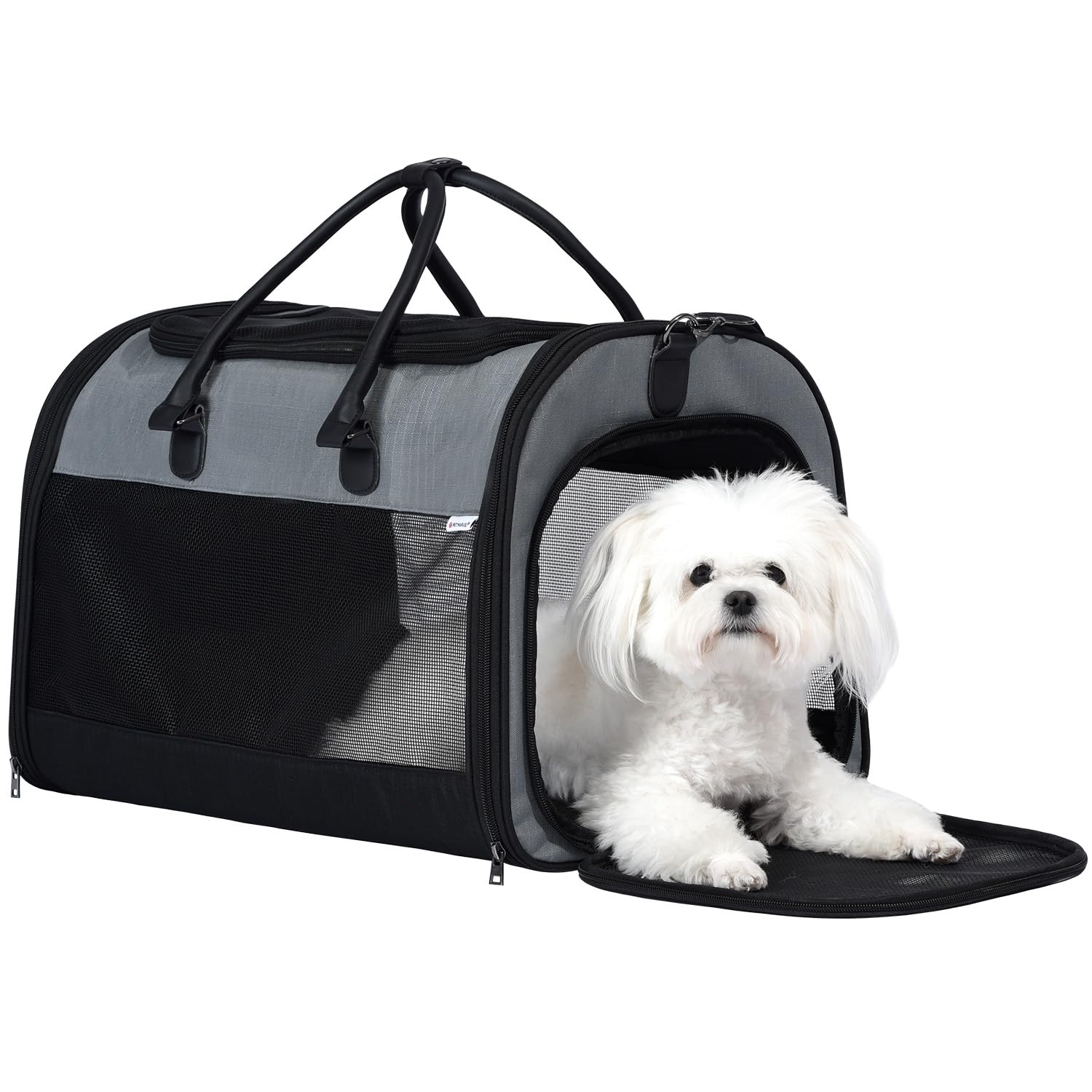 PET MARVEL Cat Carrier Soft Sided Large for Pet Dogs up to 25 Lbs, Airline Approved Mesh Pet Travel Bag, Breathable Bite-Resista