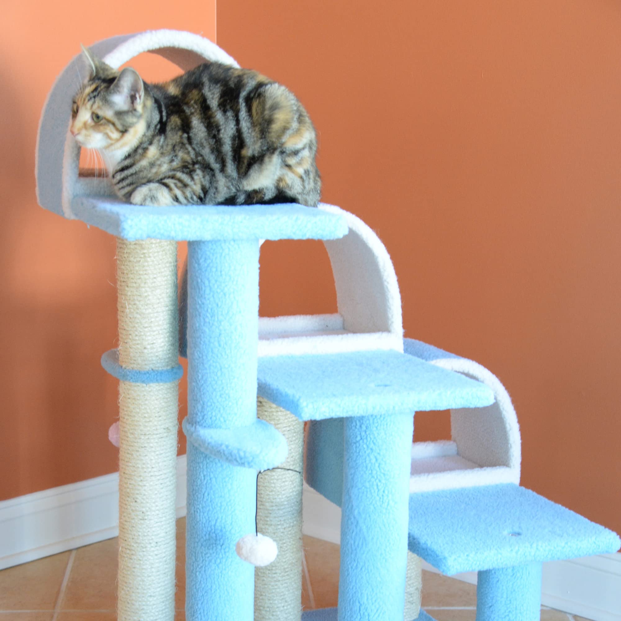 Armarkat Classic Cat Tree B3803 - Sky Blue, Engineered Wood, 31"x20"x38"