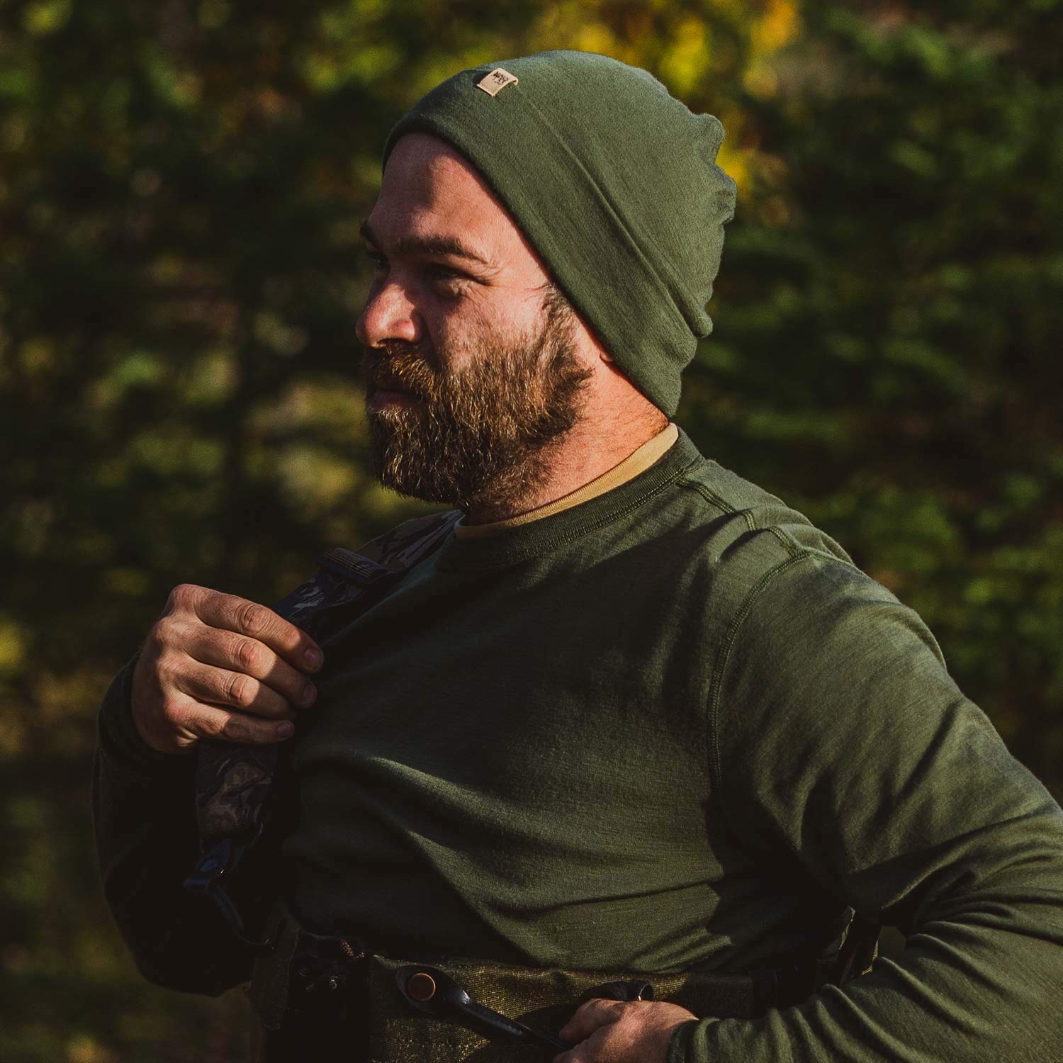 Ridge Cuff Beanie - 100 Merino Wool - Warm Winter Hat - Olive Drab