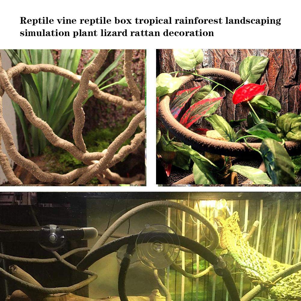 Hamiledyi Bearded Dragon Tank Accessories Lizard Large Hammock Jungle Climber Vines Flexible Leaves Bendable Vine Artificial Bra