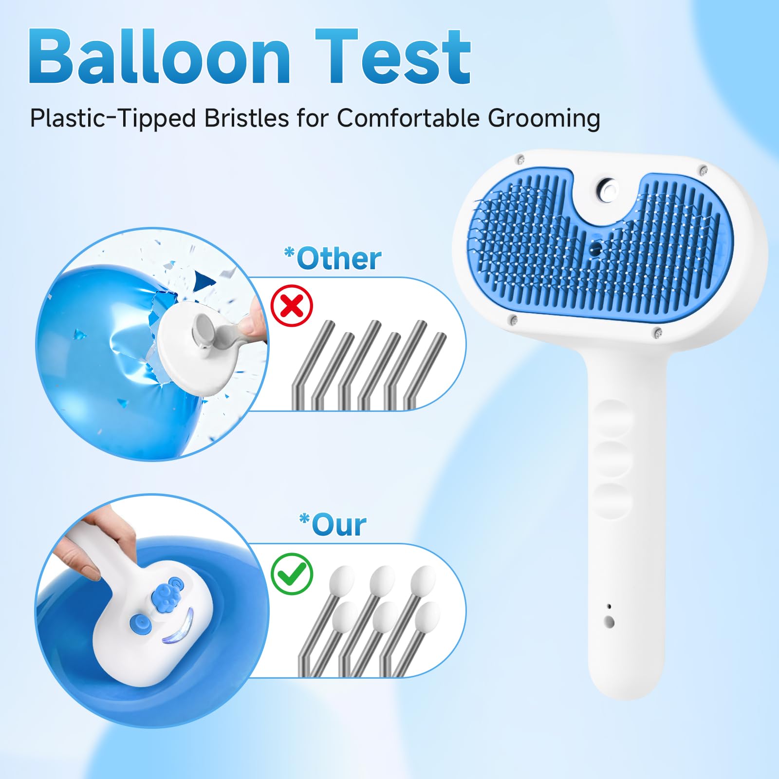 Pet Steam Brush for Dog & Cat - 3-in-1 Steam Grooming Brush for Shedding & Hair Removal - Self Cleaning Spray Comb with Mist for