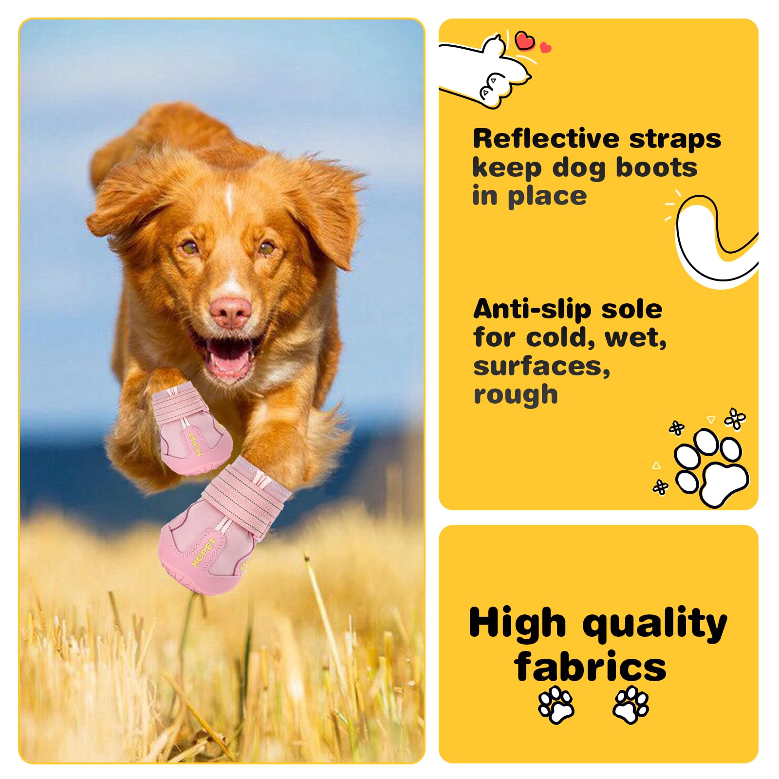 Hcpet Dog Shoes for Small Dogs, Breathable Nylon Booties, Size 1, Pink, Model W1702-P-1, Anti-Slip Sole for Summer & Winter