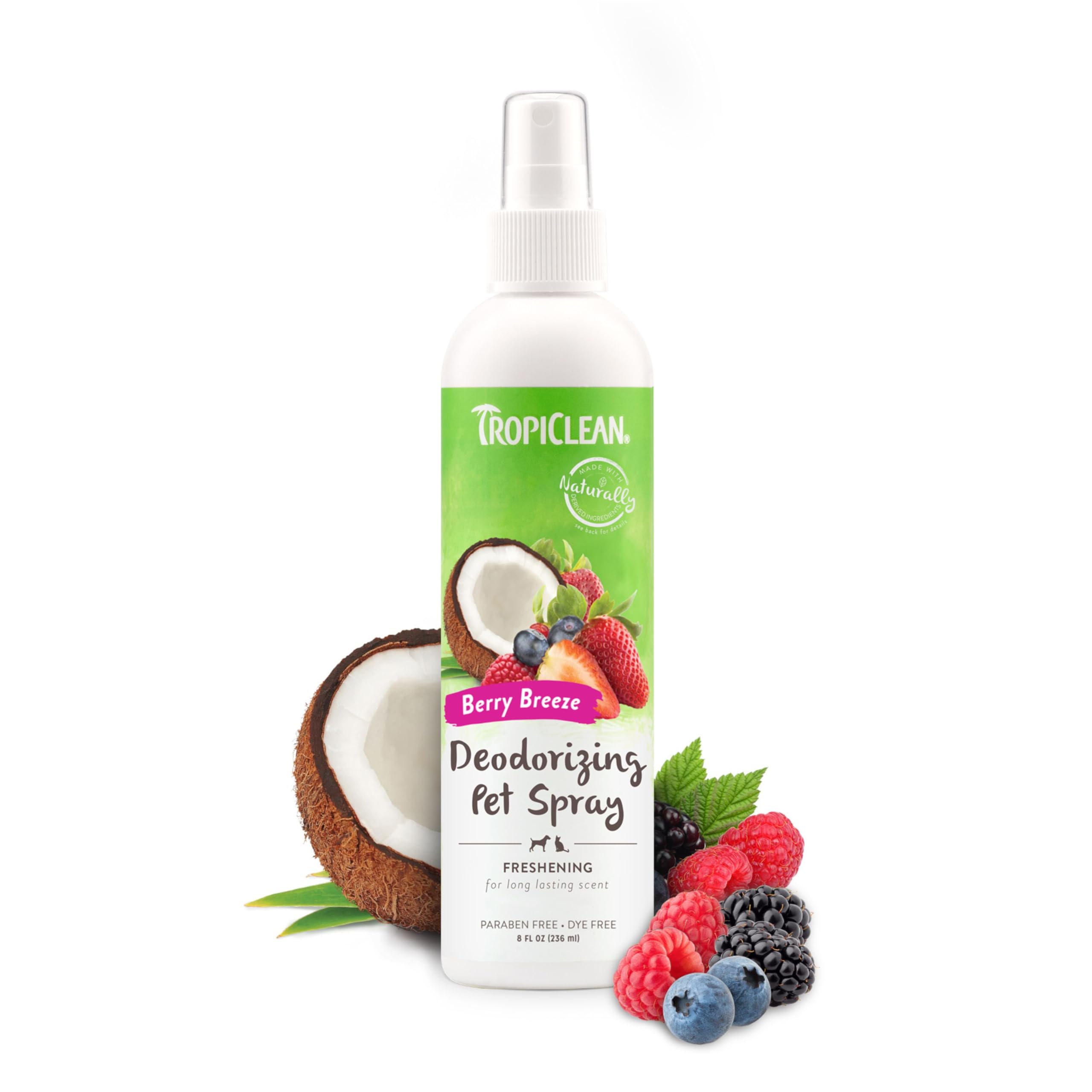Tropiclean Dog Perfume, Long Lasting Berry Cologne, Deodorizing Spray For Smelly Dogs, After Bath Detangling Spray With Vitamin 